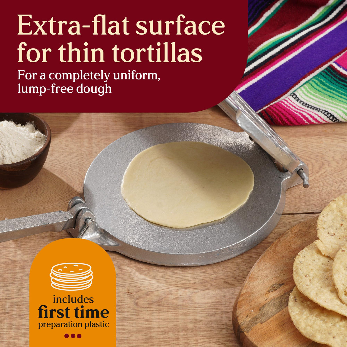 Estrella (7.5 inch) Cast Iron Tortilla Press and Tostonera, Perfect for Mexican Food, Tortillas, Burritos, Quesadillas, Empanadas, and Sopes, Prensa Para Tortillas, Silver Finish universal