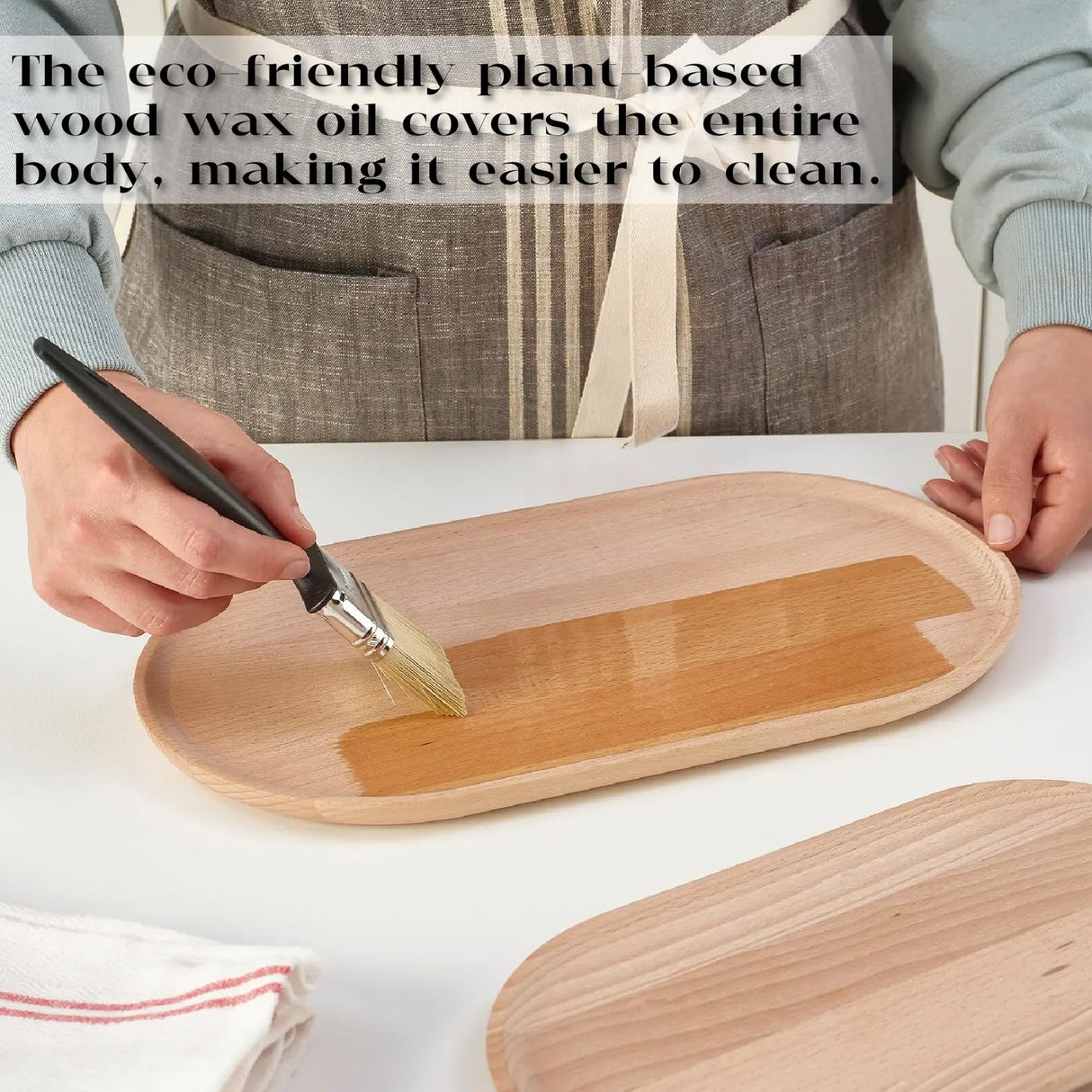 SMÖRLING Wooden Serving Tray, Set of 2 Beech Wood Serving Tray-Decorative Serving Trays Platter for Breakfast, Lunch, Dinner, Appetizers, Patio, Ottoman, Coffee Table, BBQ, Party –Great for Lap &Couch Haihomebest