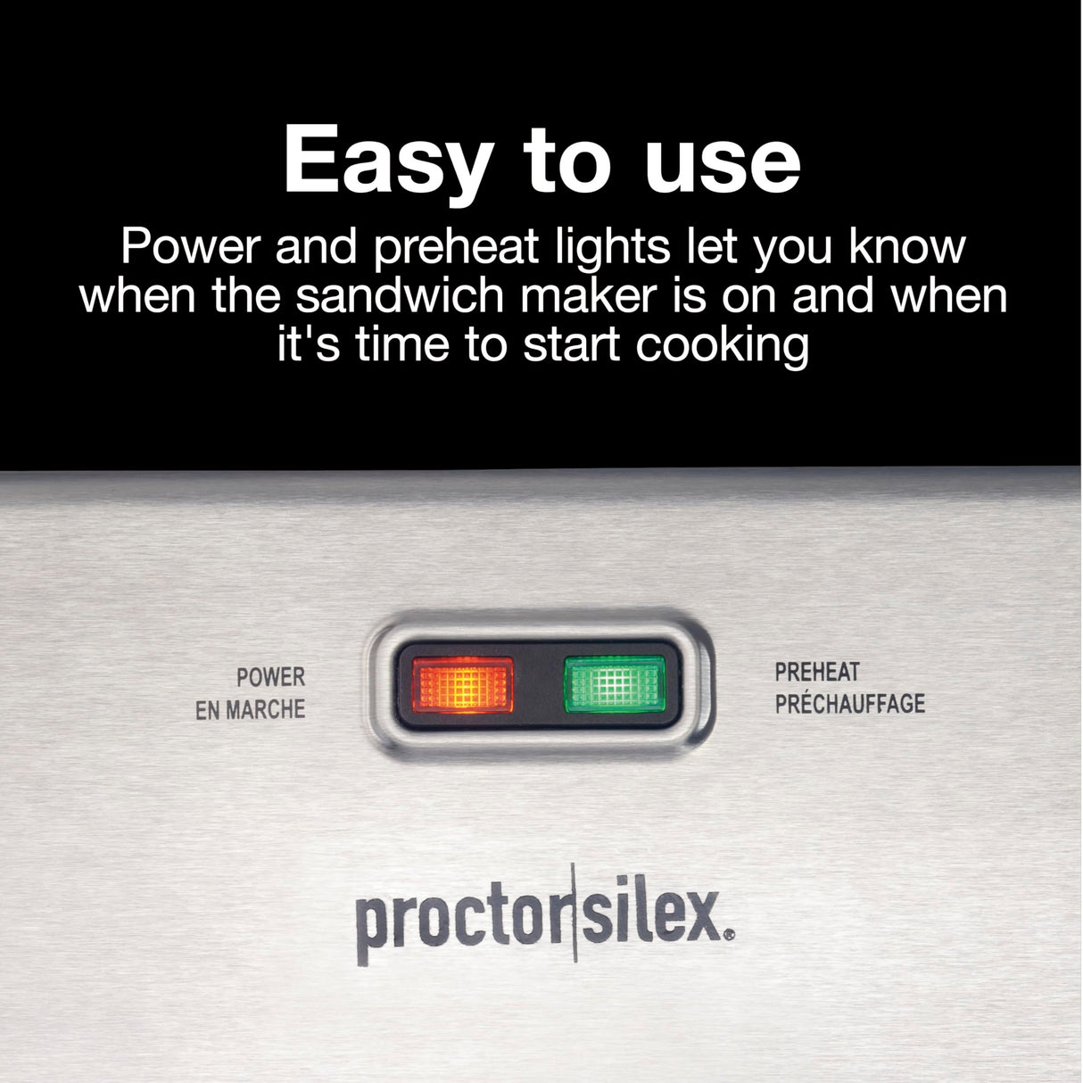 Proctor Silex Deluxe Hot Sandwich Maker with Easy-Clean Durable Nonstick Ceramic Plates, Fits up to 2 Grilled Cheese, Ruebens, Tortas or Subs, Stainless Steel (25415PS) Proctor Silex