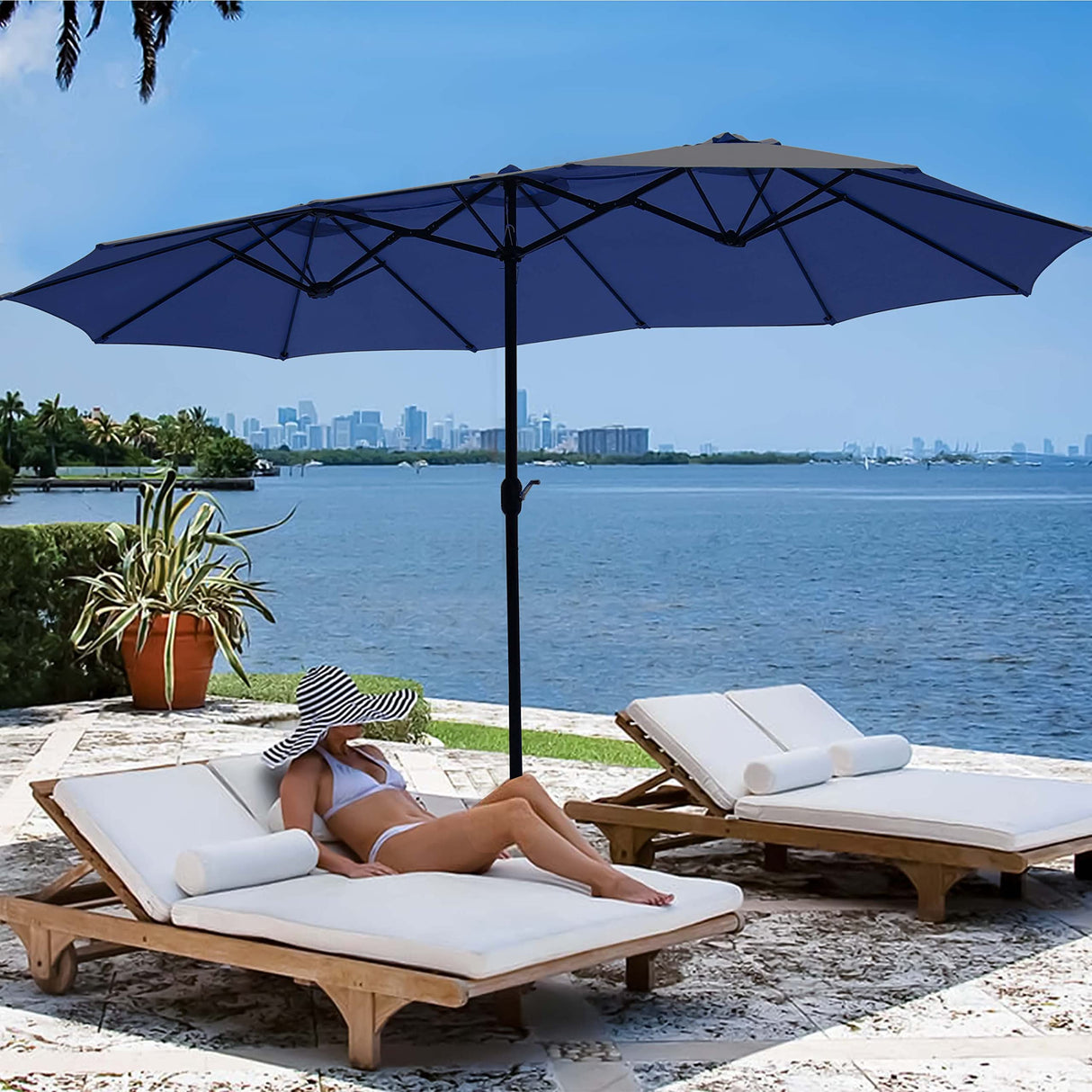 Cozy Daisy Patio Umbrella Without Base, 15 FT for Outdoor Patio, Deck Umbrellas Cozy Daisy