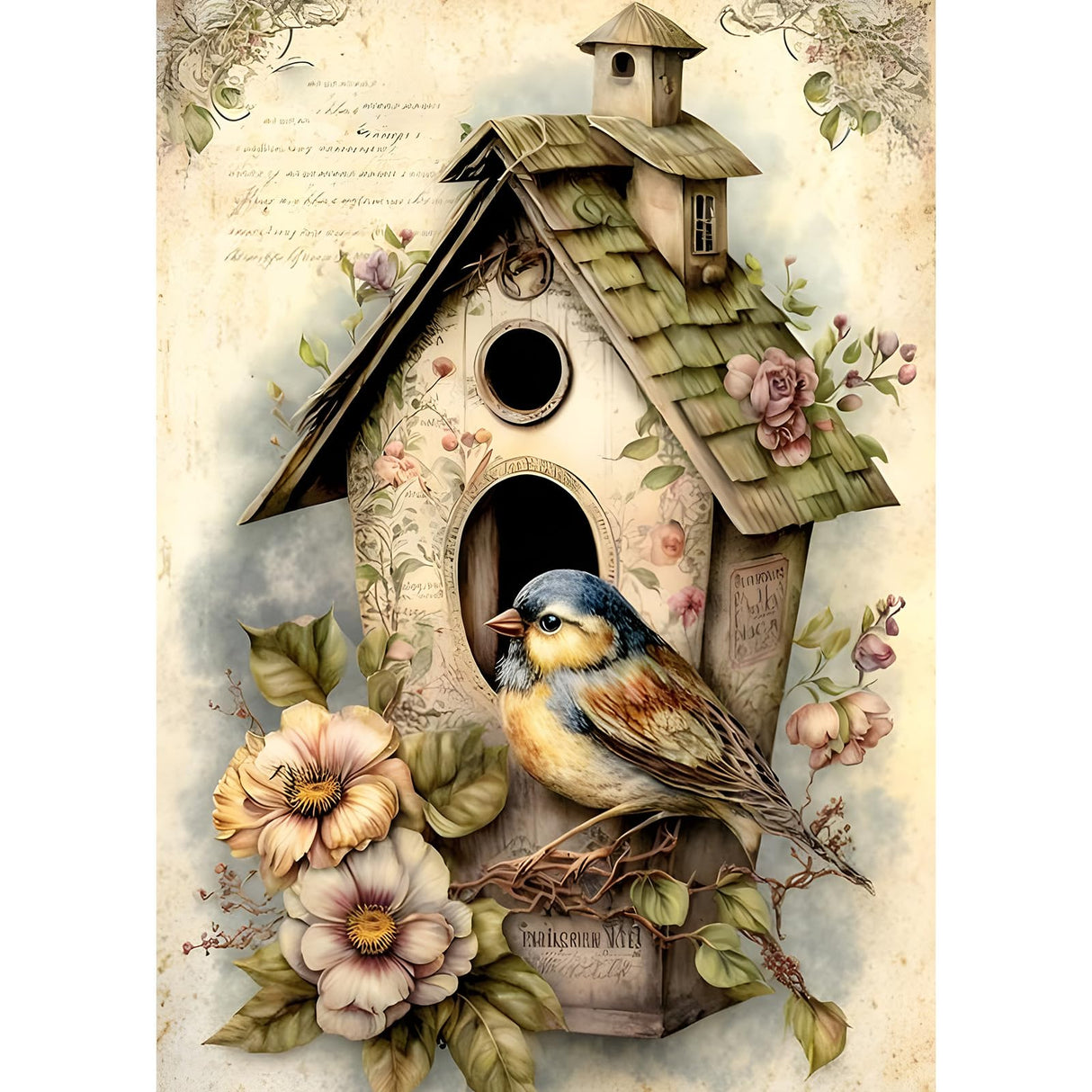 DOMROM Diamond Painting Kits for Adults, Bird and House Diamond Art Kits, 5D Bird Diamond Painting, DIY Round Full Drill Diamond Painting Gem Arts and Crafts for Home Decor 12x16 inch DOMROM