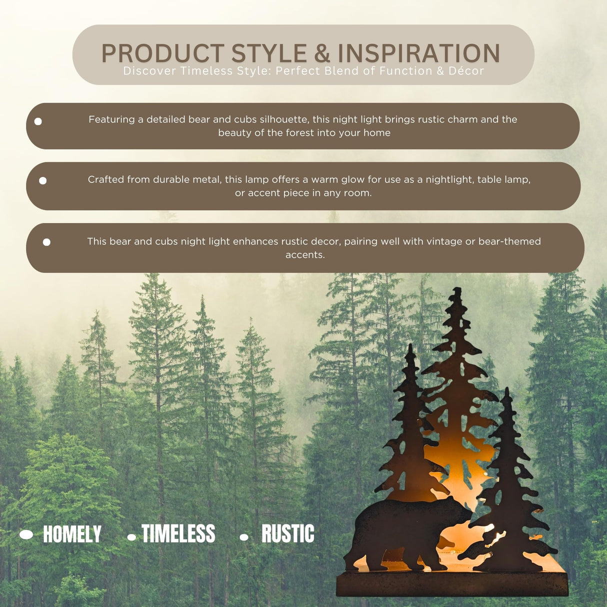 Rustic Metal Bear Silhouette Table Lamp – Forest-Inspired Night Light for Cabin, Lodge, and Woodland Décor BestGiftEver
