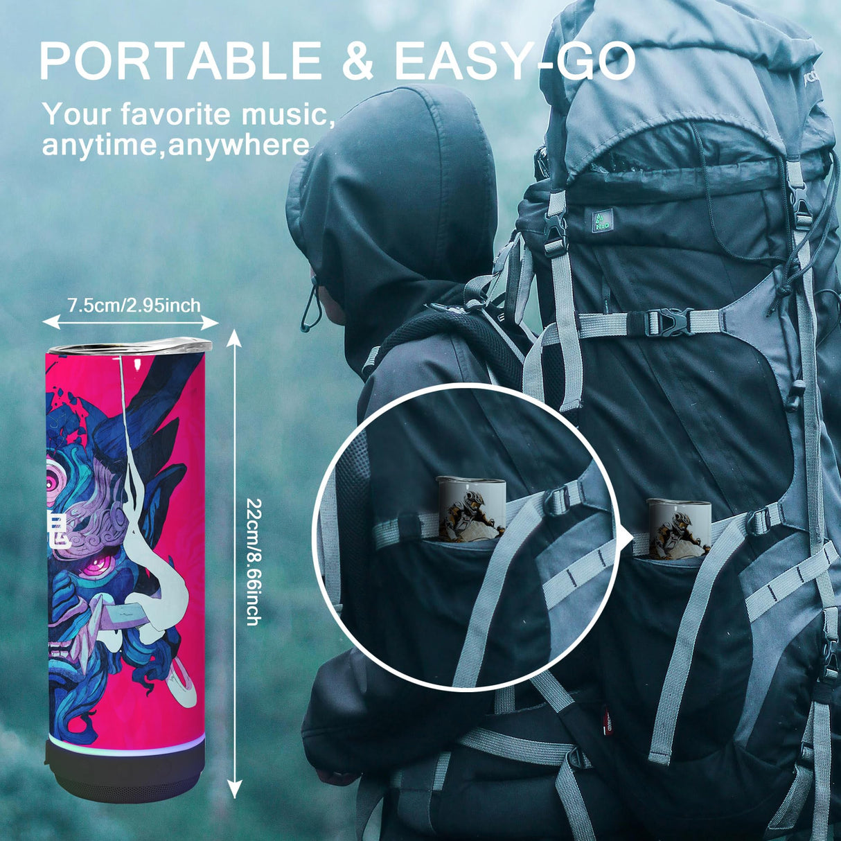 sweet grain Sublimation Speaker Tumblers 20 oz(4Pack) - Music Speaker Tumblers with Lids and Straws, Skinny Straight Sublimation Tumblers with Speaker & USB Charging Cables for DIY Gift - Black sweet grain