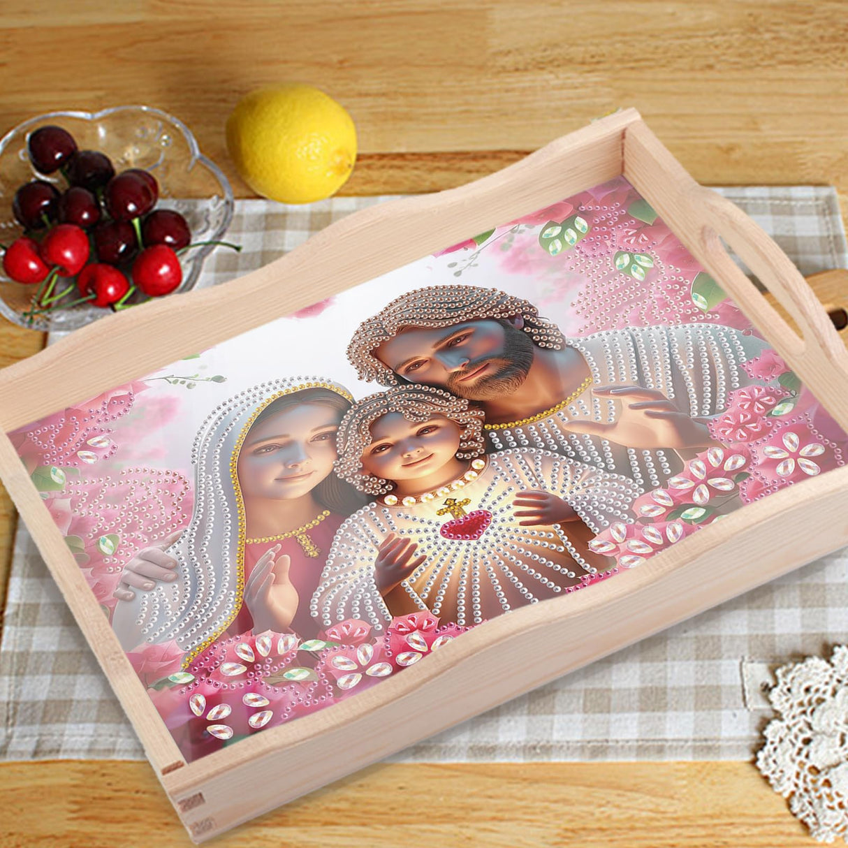 JZHYOAN Diamond Painting Trays for Adult, DIY Special Platter Creative Design, Food Large Art Serving Platter for Party Holiday Diamond Painting Table for Living Room Dining Woman Man Family JZHYOAN