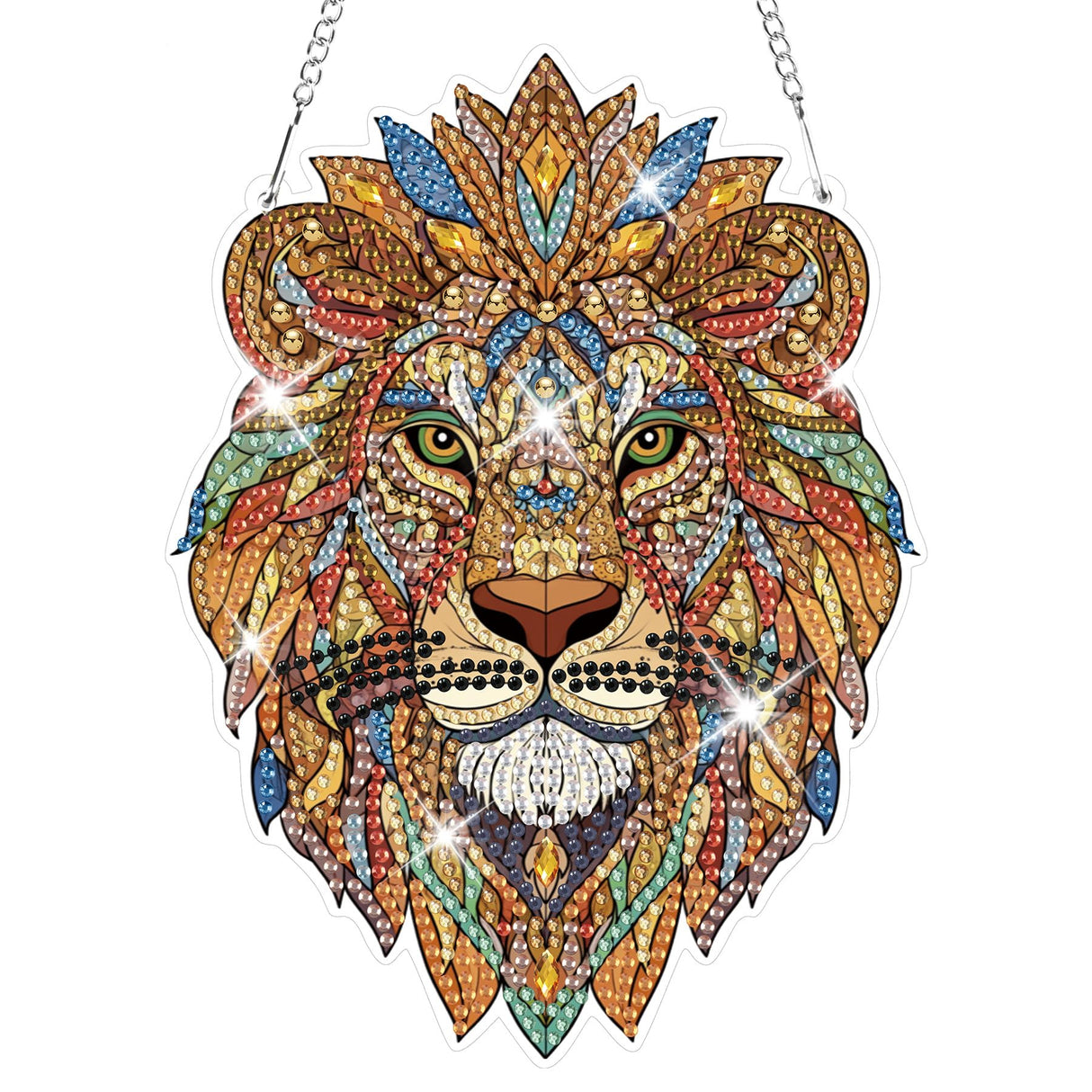 HEIBAGO Lion Hanging Diamond Art Kits for Adults, Special Shaped Crystal Diamond Painting Ornament Kit, DIY Double-Sided Pattern Window Pendant Gem Art Kit for Home Wall Decor 8.3x8.3inch HEIBAGO