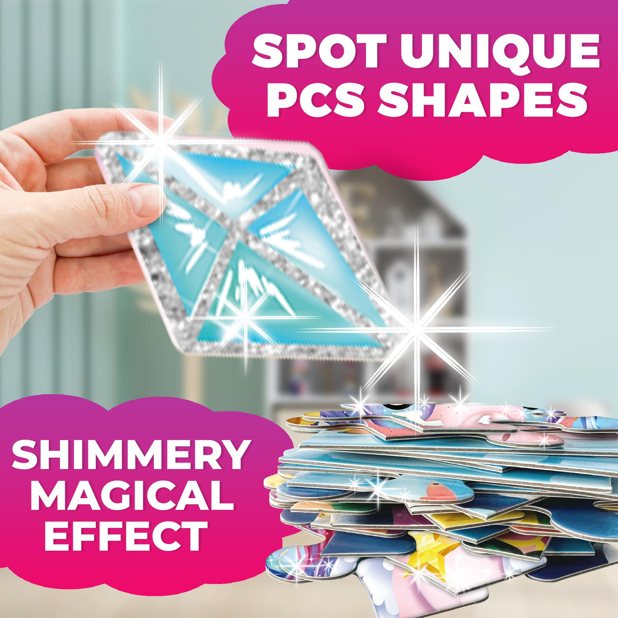 QUOKKA Glitter Floor Puzzles for Kids Ages 3-5 - 2x3 FT 48 Pcs Puzzles for Toddlers 2-4 - Shaped Large Giant Educational Toddler Puzzles Ages 24+ Months - Unicorn Toy Activity Game for Boys and Girls QUOKKA