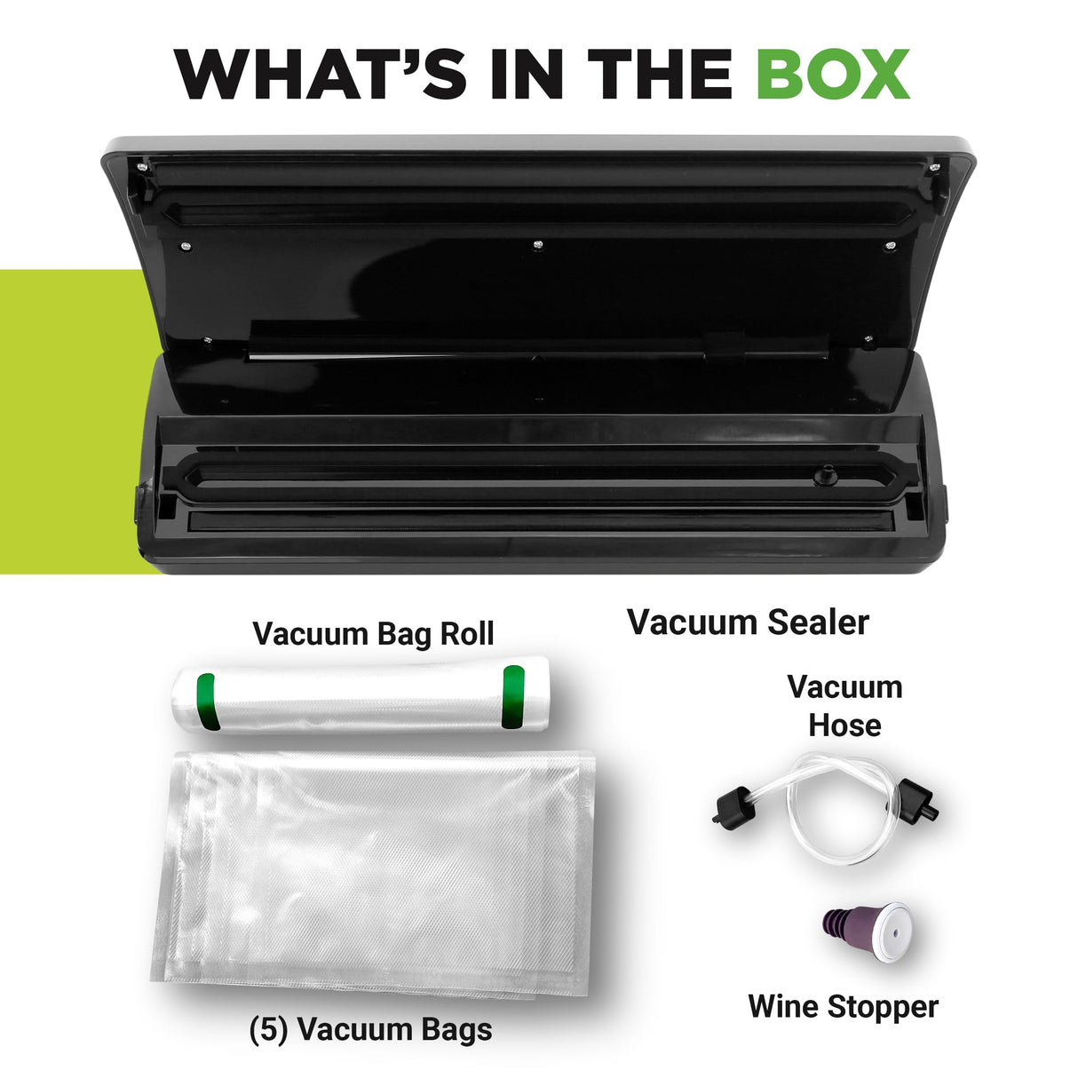 NutriChef Vacuum Sealer | Automatic Vacuum Air Sealing System For Food Preservation w/ Starter Kit | Compact Design | Lab Tested | Dry & Moist Food Modes | Led Indicator Lights, Stainless Steel, Black NutriChef