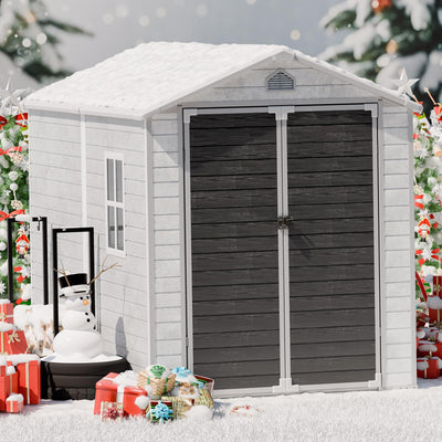 Plastic Sheds 6x8 Shed Resin Outdoor Storage with Floor Included, All-Weather Lockable Garden Tool Storage Cabinet
