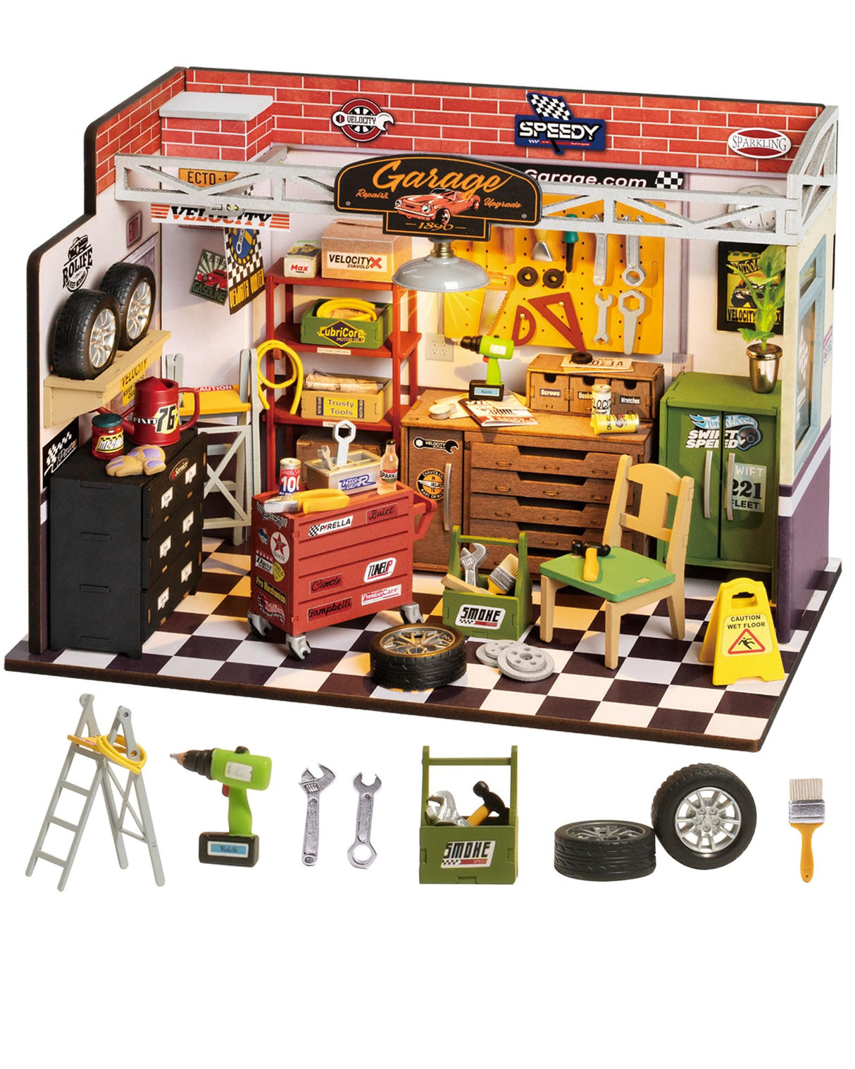Rolife DIY Miniature House Kit Garage Workshop, Build 1/20 Mini House Building Kit with LED Craft Kits for Aduls Gifts for Him Her Kids Rolife