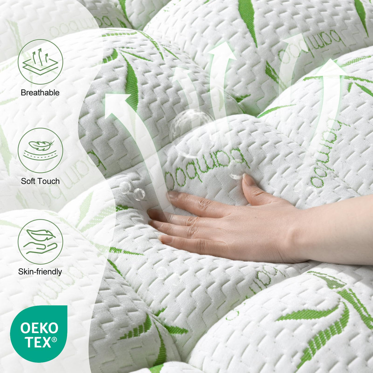 Jov5tic Mattress Topper Queen Size - 1200GSM 3D+7D Down Alternative Fill, Viscose Made from Bamboo Cover, Extra Plush for Back Pain, 8"-18" Deep Pocket(Queen,60"x80") jov5tic