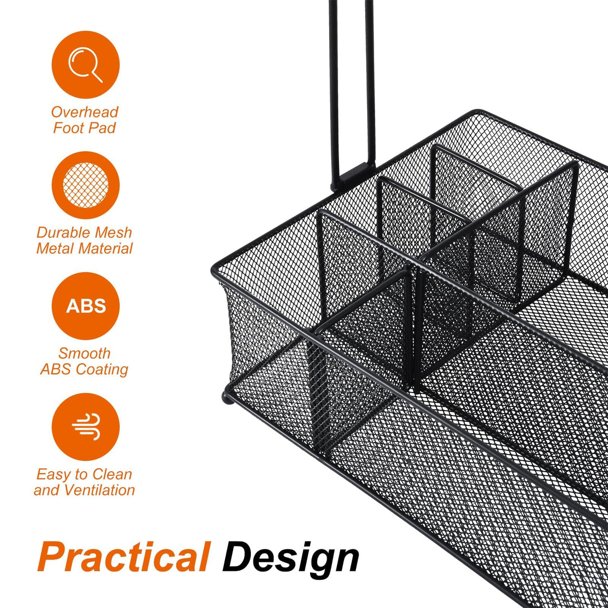VIKEYHOME Grill Caddy, Picnic BBQ Organizer for Camping Outdoor Mesh Basket with 3 Hanging Hooks and Paper Towel Holder, Ideal Table Storage Tools for RV Camper/Tailgating/Flatware VIKEYHOME