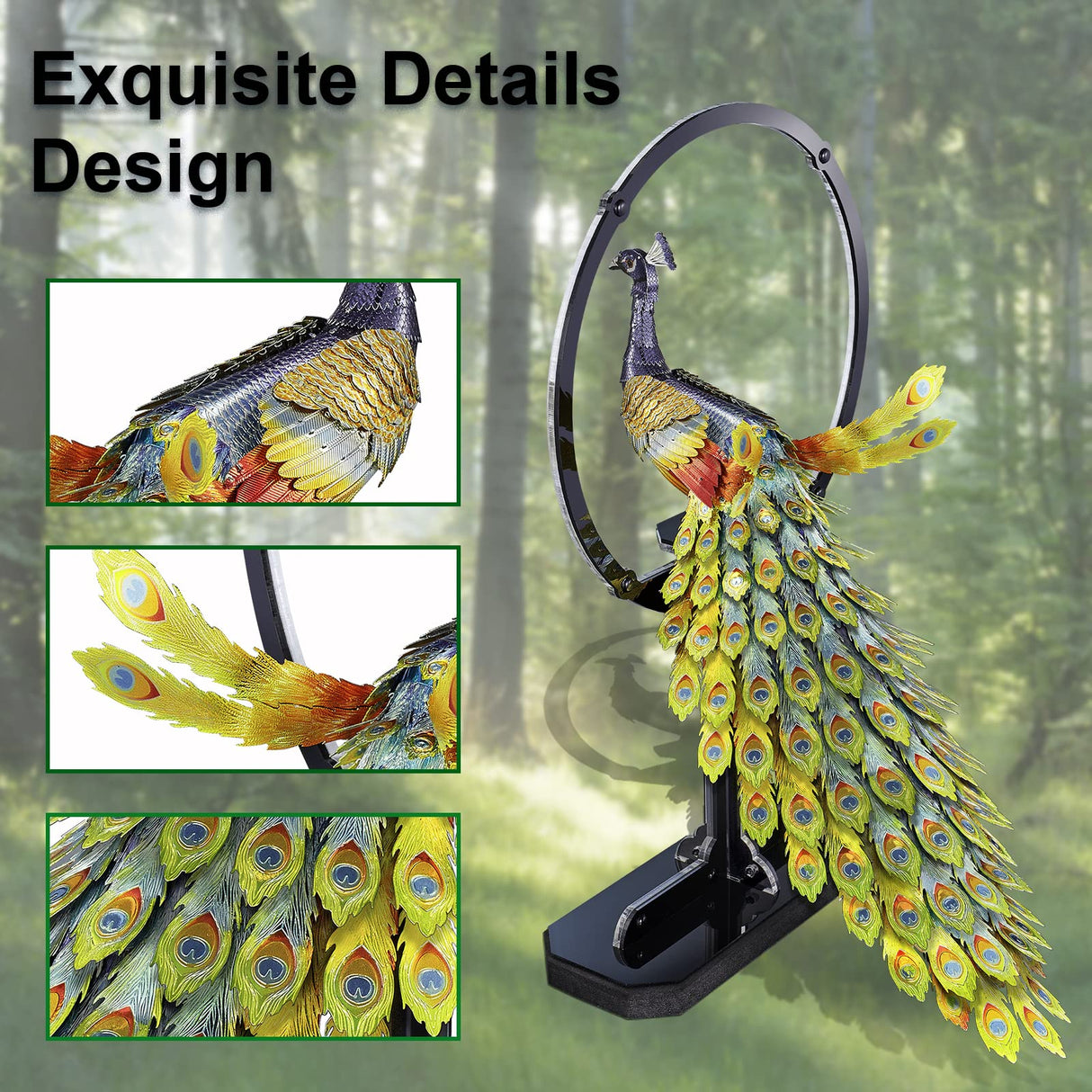 Piececool 3D Puzzles for Adults, Gorgeous Peacock 3D Metal Model Building Kits, Challenging Brain Teaser 3D Puzzles DIY Assembling Crafts Kit Creative Gfits Home Decor Piececool