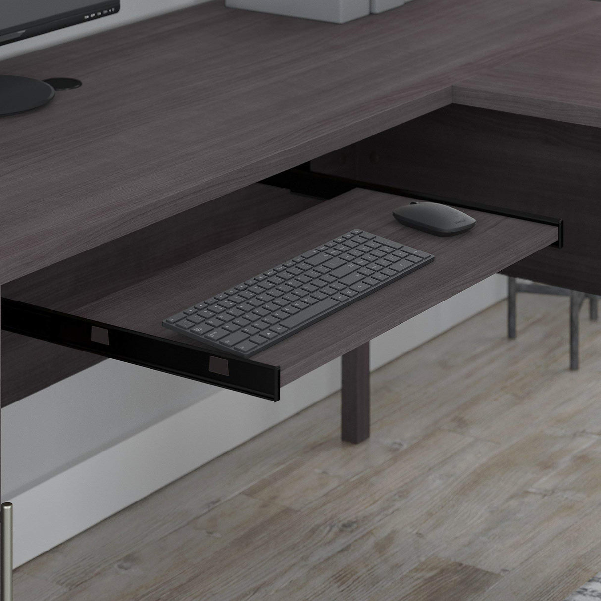 Bush SET002SG Somerset 60-Inch W L-Shaped Desk with Hutch, Storm Gray Bush Business Furniture