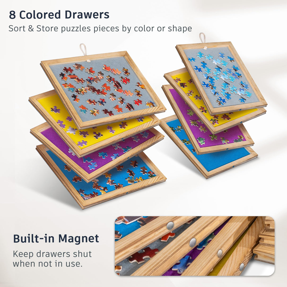 Becko US 2000 Piece Tilting & Rotating Jigsaw Puzzle Table with 8 Drawers & Cover, Foldable Jigsaw Puzzle Board with 5 Tilt Angles & Height Adjustment, Puzzle Storage, for 2000 Pieces Jigsaw Puzzles Becko US