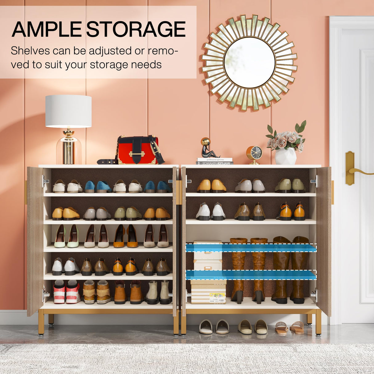 TRIBESIGNS WAY TO ORIGIN Shoe Cabinet, 20 Pairs Modern Shoe Storage Cabinet with Doors, 6-Tier Freestanding Entryway Shoe Organizer Rack for Living Room, Closet, White and Brown TRIBESIGNS WAY TO ORIGIN