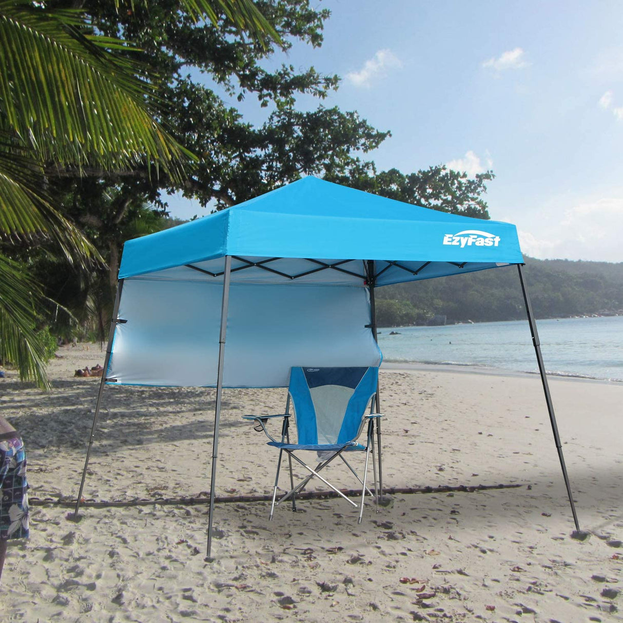 EzyFast Ultra Compact Backpack Canopy, Pop Up Shelter, Portable Sports Cabana, 7.5 x 7.5 ft Base / 6 x 6 ft top for Hiking, Camping, Fishing, Picnic, Family Outings EzyFast