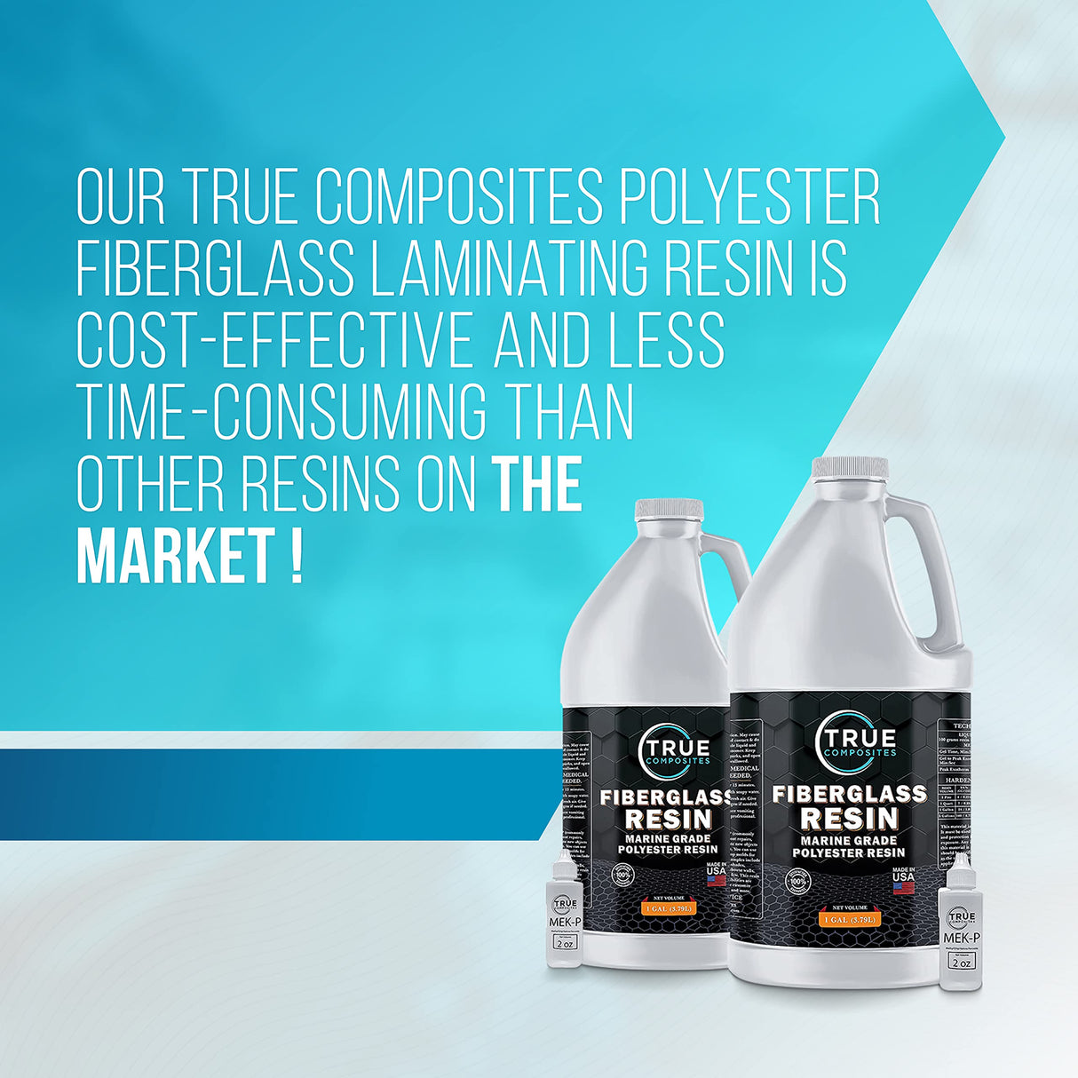 True Composites Fiberglass Resin Polyester Resin Marine Grade Resin 1 Gallon with MEKP Hardener Polymer Resin Fiberglass Repair Kit Laminating Resin for Wood Boat Building and Repair TRUE COMPOSITES