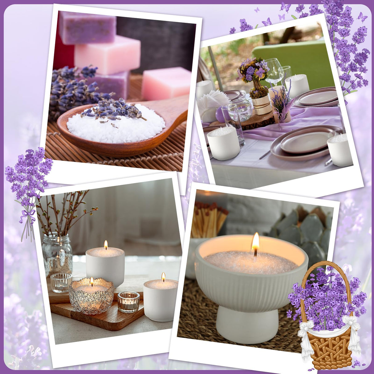 Conelist Lavender Scented Pearled Candle Sand Wax Set Customized Powder Making Candles Refill Kit Palm Wax All Natural Non Toxic with 10 Wicks for Valentine's Day Gifts DIY Making Conelist