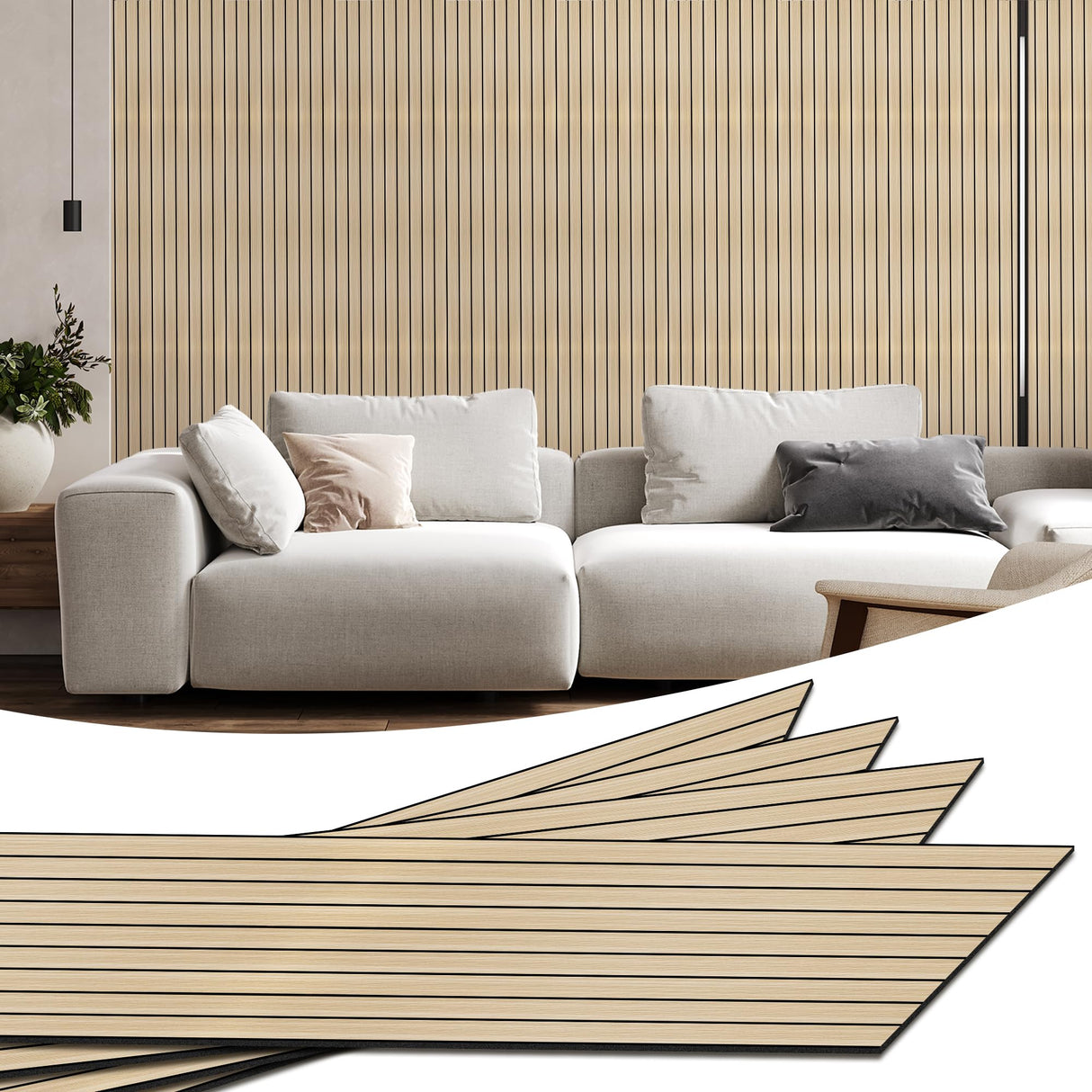 WADILE PVC Wood Grain Panels for Wall, 15.7 in X 8.5 ft Oak Soundproof Panels, 3D Wall Panels for Interior Decor, Cover 11.2 Sqft WADILE