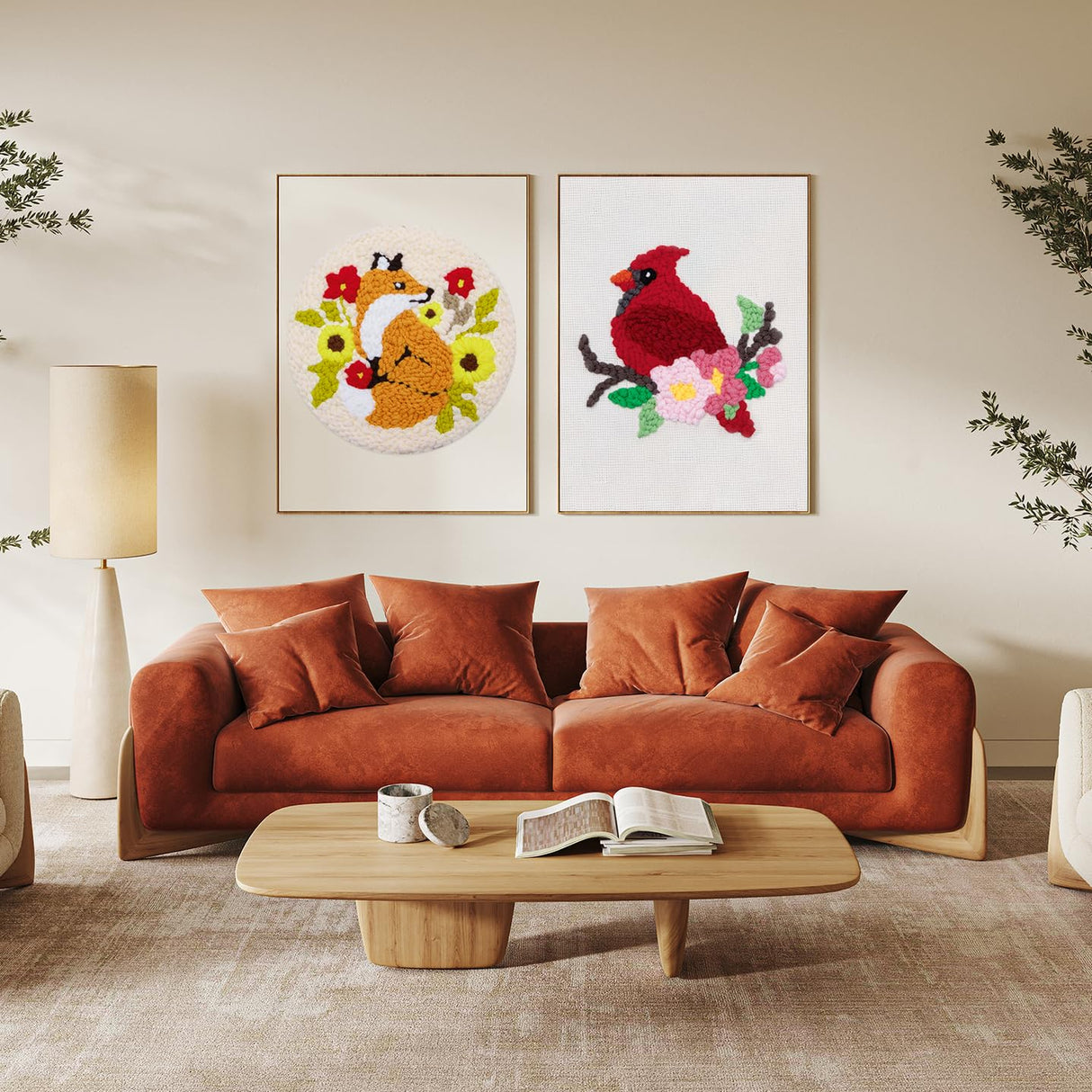 Louise Maelys Beginners Punch Needle Kits,for Starter Adults,Rug Cross Stitch Kit Tool Including Handle Embroidery Pen,Cloth,Hoop,Threads and Instruction-Cardinal Bird Pattern Louise Maelys