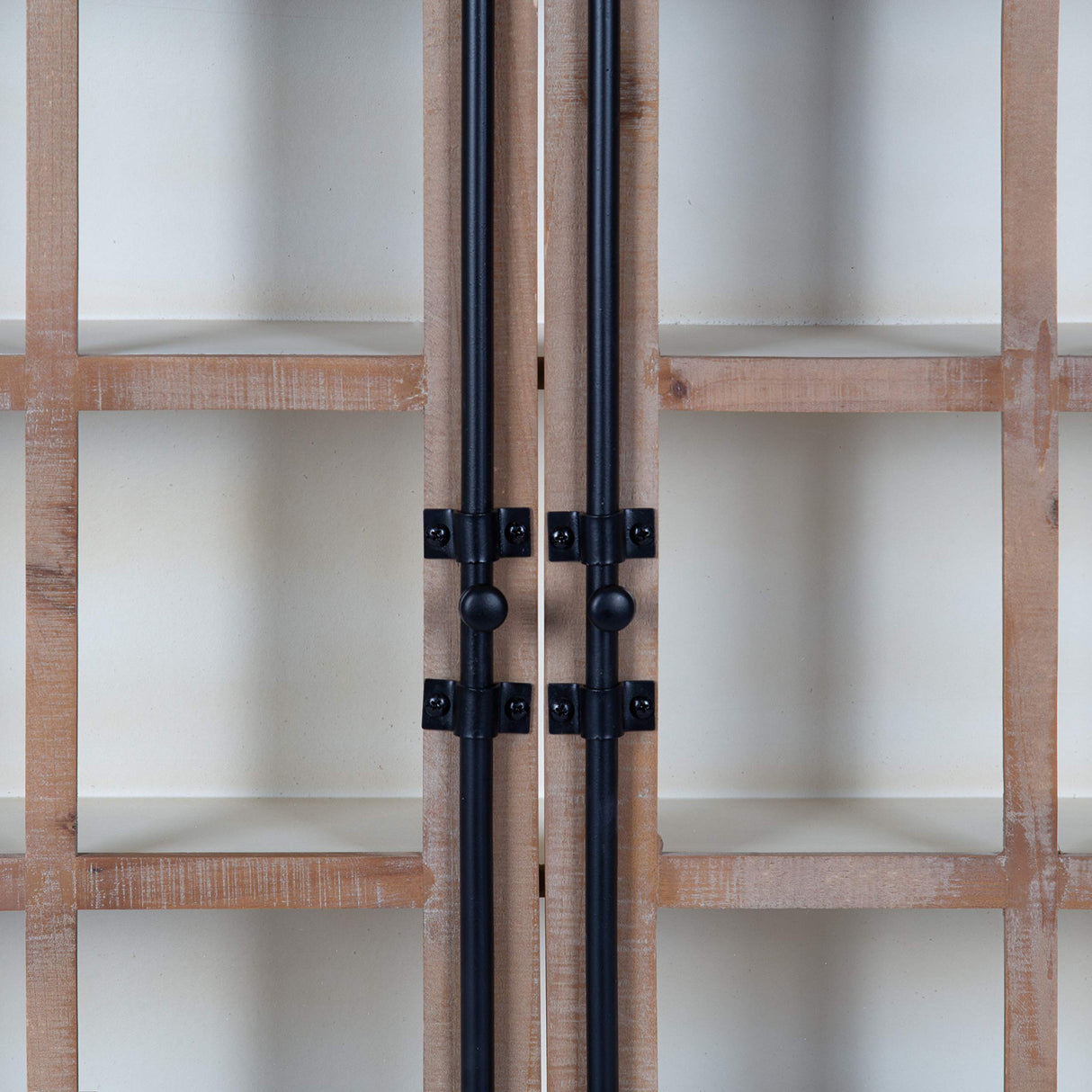 Kate and Laurel Hutchins Decorative Farmhouse Wood Wall Cabinet, 30 x 6.5 x 27.5, White and Brown, Wall Cabinet with Window Pane Glass Door Kate and Laurel