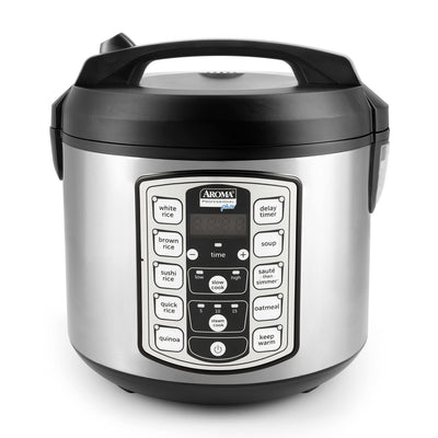 Aroma Housewares Professional Plus ARC-5000SB 20 Cup (Cooked) Digital Rice Cooker, Food Steamer, Slow Cooker, Stainless Exterior/Nonstick Pot, Silver, Black, 10-cup uncooked/20-cup cooked/4QT