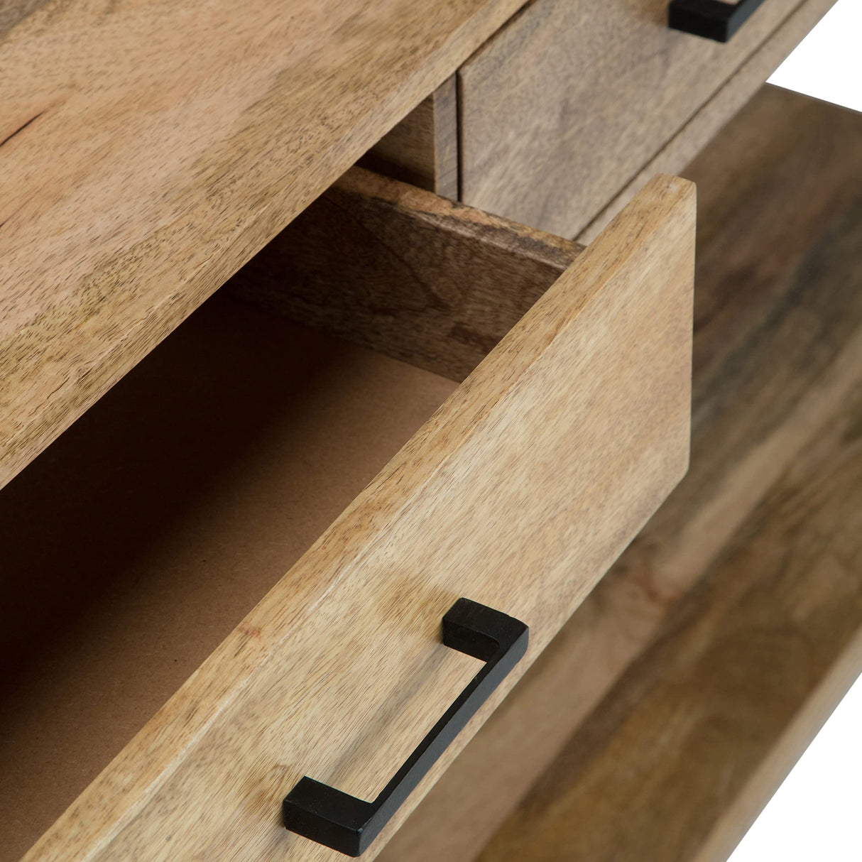 SIMPLIHOME Riverside SOLID MANGO WOOD and Metal 54 Inch Wide Modern Industrial Console Sofa Table in Natural, For the Living room, Entryway and Bedroom SIMPLIHOME