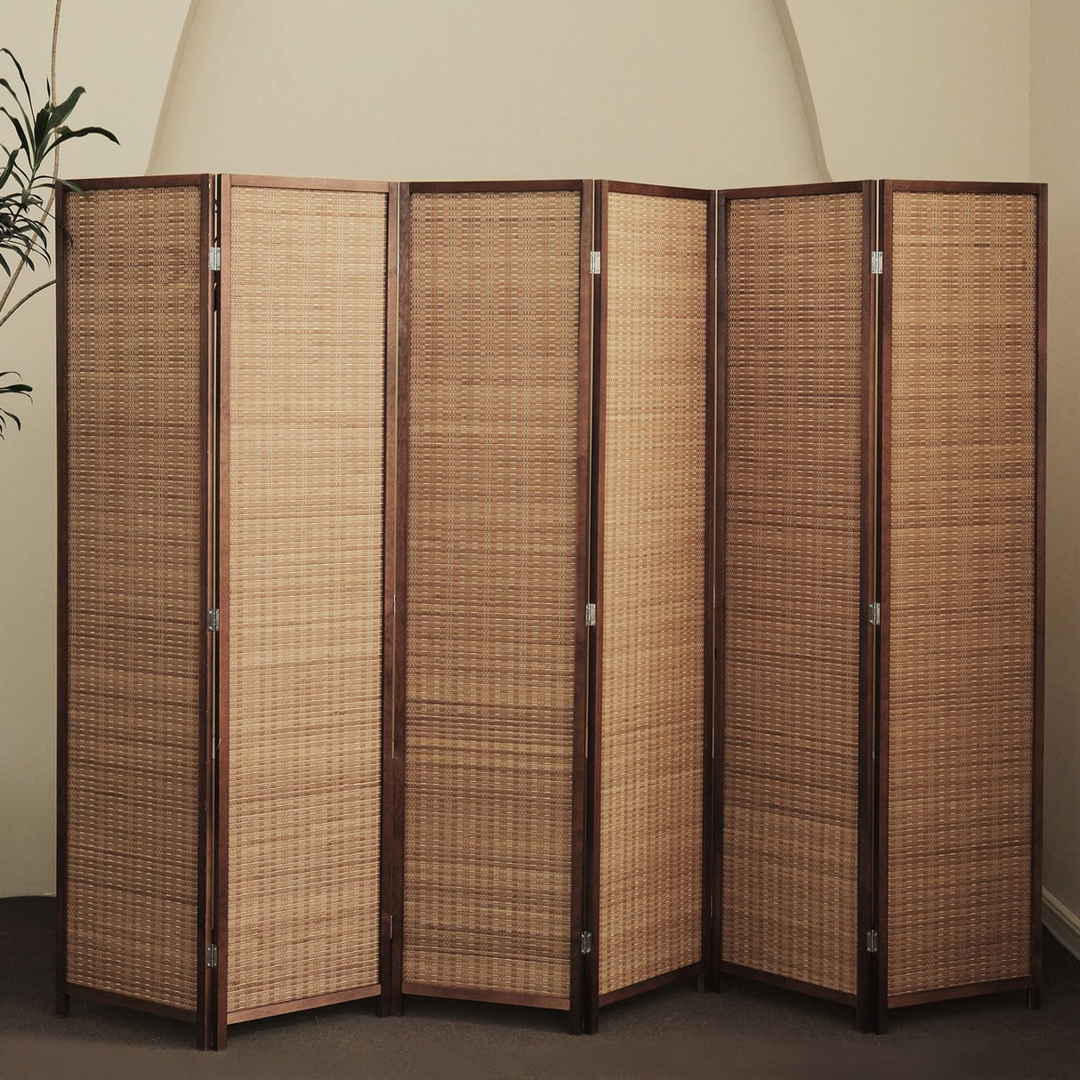 Furnnylane 6 Panel Room Divider and Folding Screen Room Divider,Bamboo Room Divider for Room Separation,67" H x 92.1" W Furnnylane