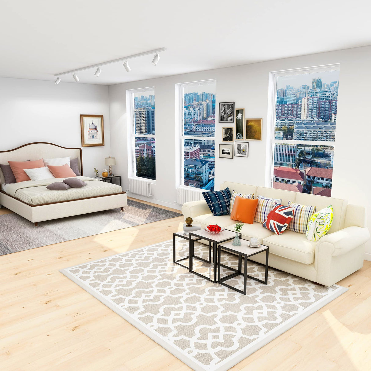 HAHRIR Nesting Table Set of 3 Side Tables, Modern Coffee Table Stacking End Table with Metal Frame,Oak HAHRIR