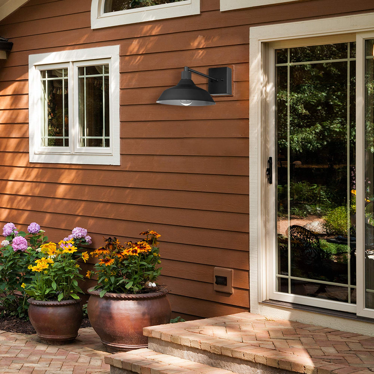 Globe Electric Modern Farmhouse Wall Sconce, Matte Black, 12 x 11 x 9 inches, Indoor/Outdoor, Kitchen, Porch Decor, 60W Bulb GLOBE