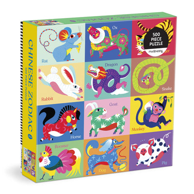 Mudpuppy Chinese Zodiac – 500 Piece Family Jigsaw Puzzle Featuring Colorful Illustrations of The 12 Animals Represented in The Chinese Zodiac