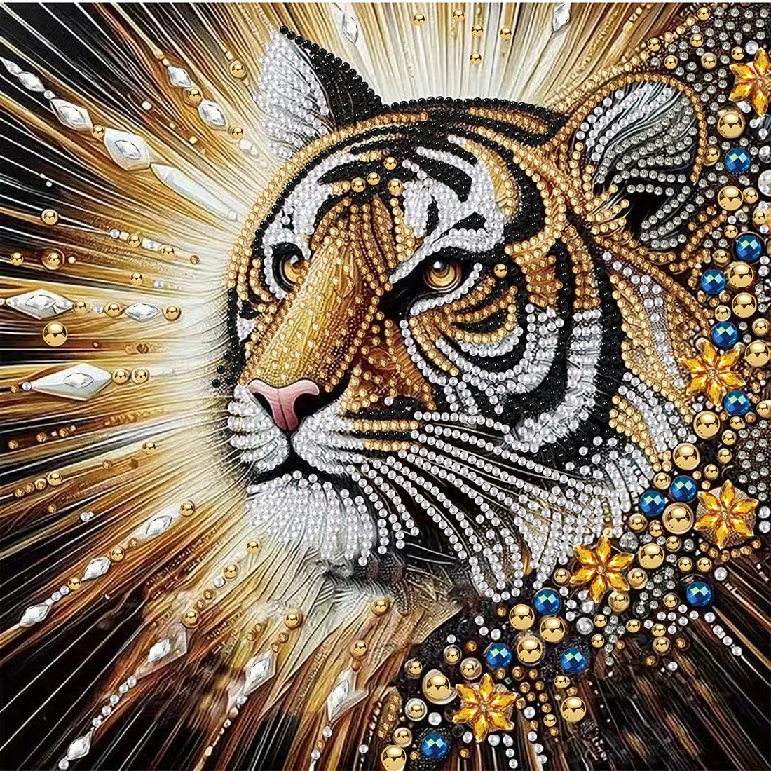 Tiger Diamond Art Kits for Adults Beginners,Animal Diamond Painting Kits,5D Special Shape Crystal Rhinestones Paint by Diamonds and Crafts for Adults Home Wall Decor 12 X 12inch SHICERNHJ