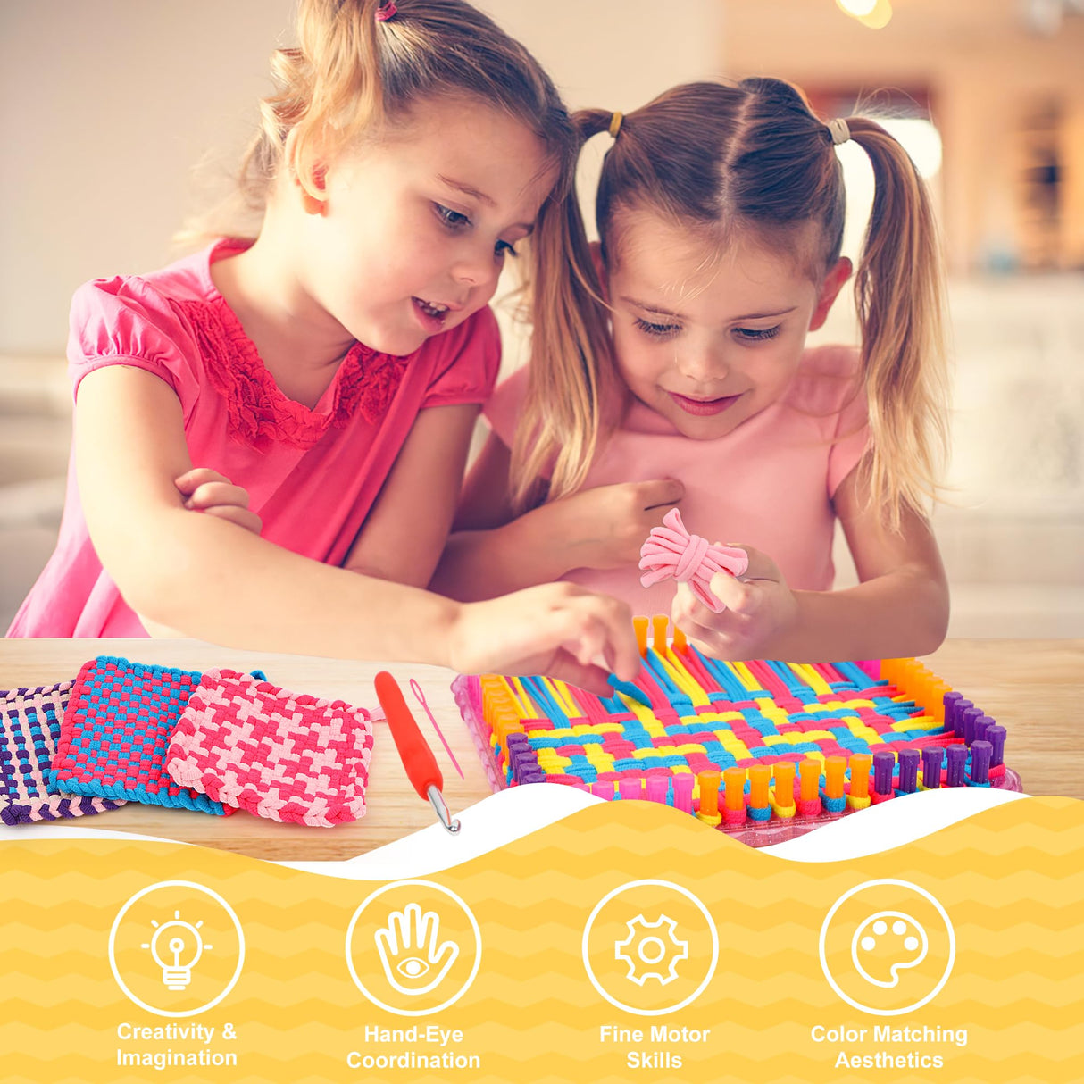 Weaving Loom Kit Toys Crafts Arts and Crafts for Girls Ages 6-8-12 Potholder Loops Toys for Girls and Adults - Knitting Loom Set Pot Holder Weaving Kits and Birthday Gifts for 7 9 10 11 Years Old ZMMB