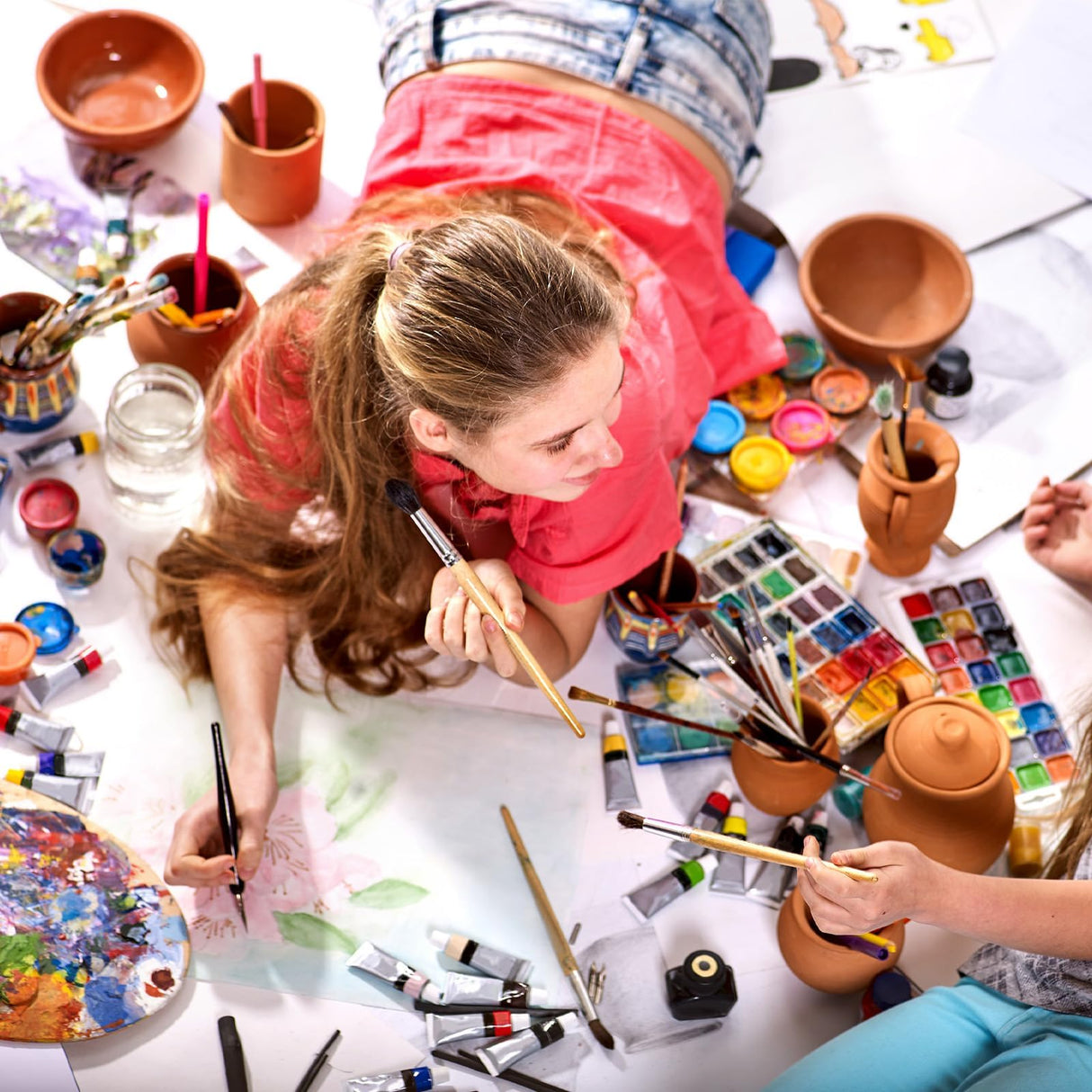 PATIKIL 12"x9" Wooden Paint Palette, Wood Painting Palette Color Mixing Rectangle Paint Tray Palette with Thumb Hole for Oil Watercolor Artist, Brown PATIKIL