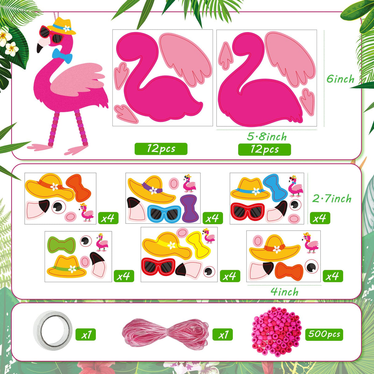 Cinrobiye 24 Set Flamingo Foam Craft Pink Flamingo Party Decorations Art and Craft Summer Tropical Hawaii Crafts Pink Party Favors for Hawaii Bird Summer Activity Party Decor Supplies Cinrobiye