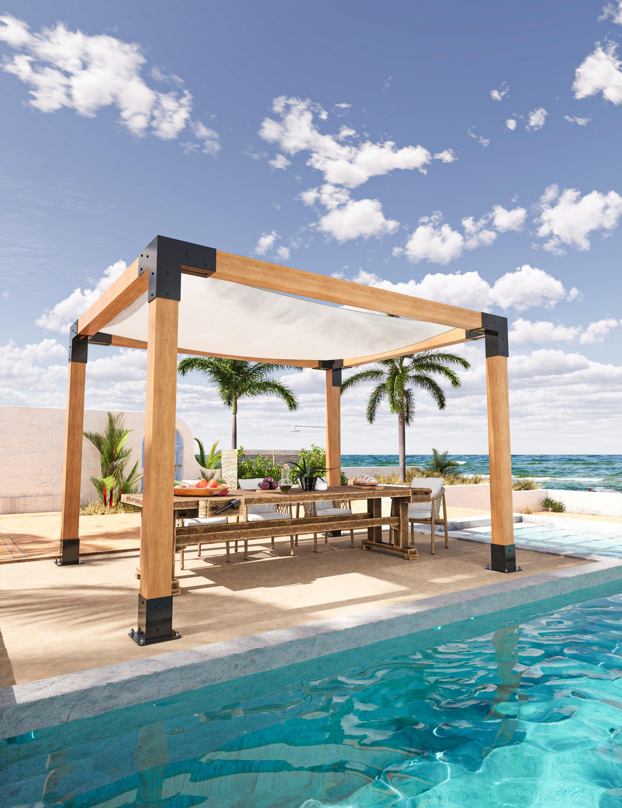 ZEKOO Pergola Brackets Kit 4x4 Gazebo Brackets Heavy Duty Black Powder-Coated 3-Way Right Angle Corner Brackets Pergola kit for Outdoor Pergola Gazebo Patio Garden ZEKOO