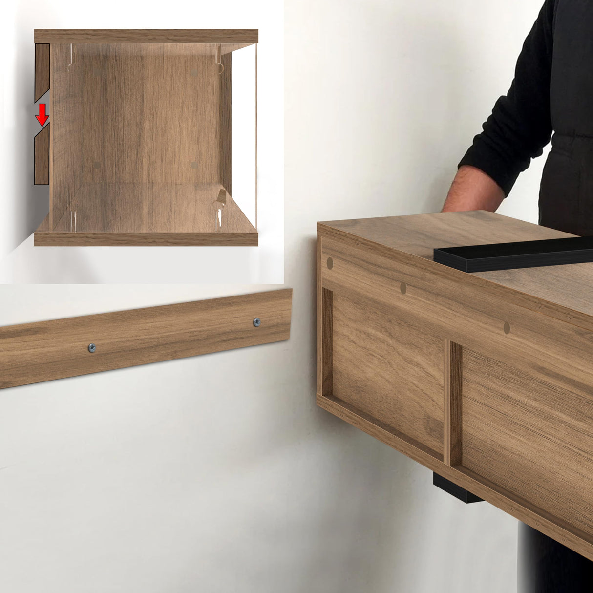 Atelier Mobili Floating TV Stand 75 Inch, Wall Mounted Entertainment Center, Shelf for Under TV, Console, Walnut ATELIER MOBILI THE LEADER OF THE INTERCHANGEABLE FURNITURE