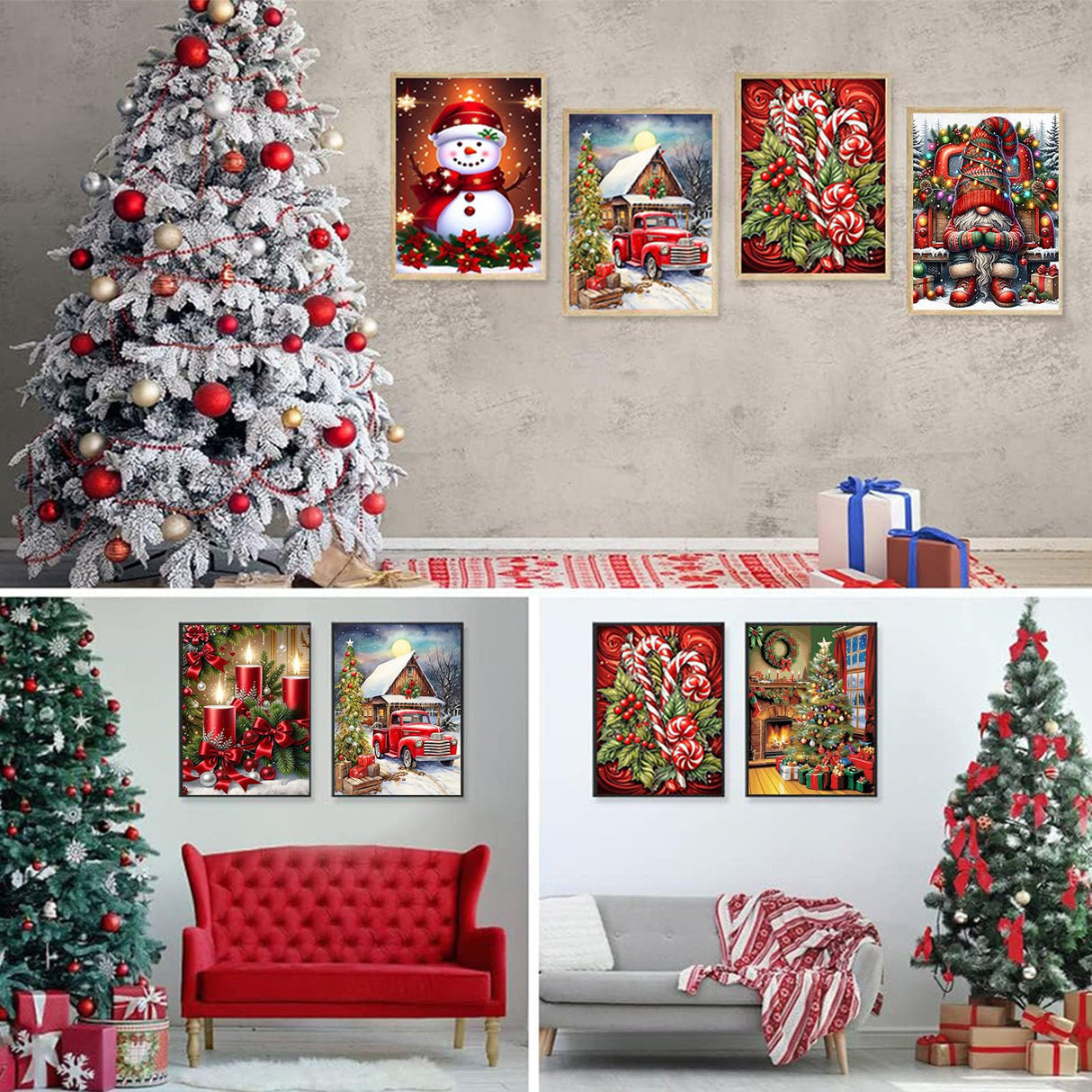 ajepon 6 Pack Paint by Numbers for Adult Kit Christmas - Christmas Adult Paint by Numbers Kits, Paint by Numbers Kit on Canvas Without Frame Oil Painting Acrylic Paints for Home Wall Decor 12X16inch ajepon