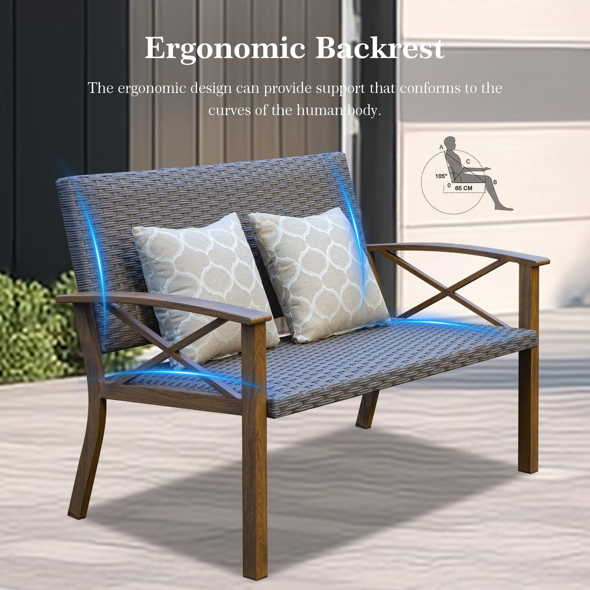 Domi Aluminum Patio Furniture Set, 4-Piece Modern Conversation Set with Cotton Padding Backrests and Seats, Outdoor Sectional Metal Sofa Set with 5.5 Inch Cushion and Coffee Table for Balcony, Garden domi outdoor living