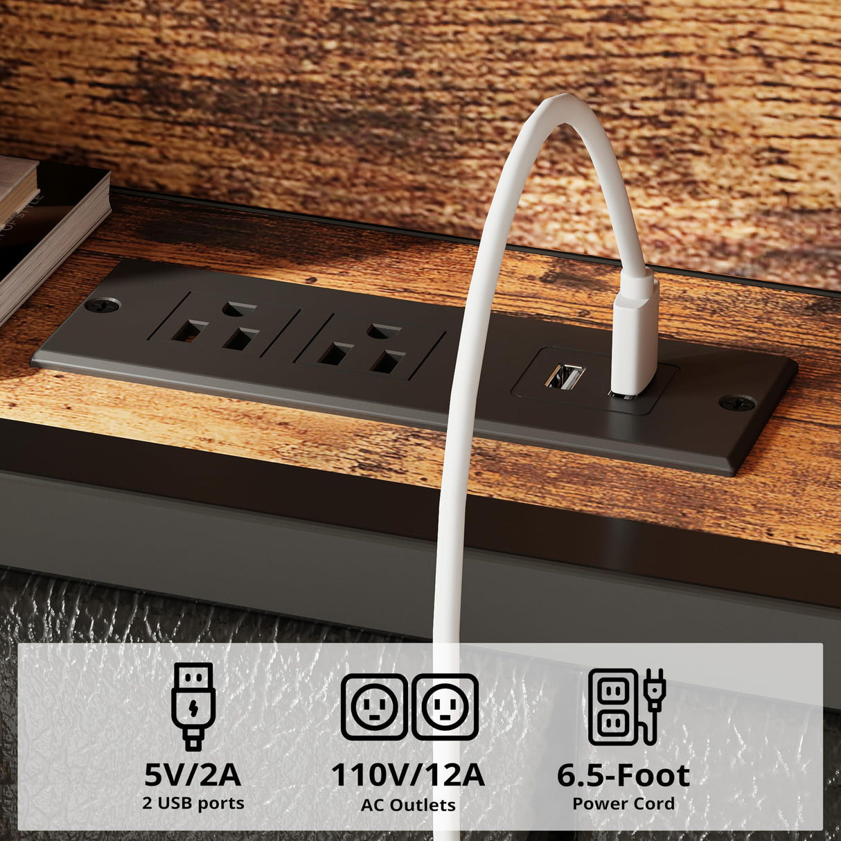 ANCTOR Twin Size Bed Frame with Upholstered Headboard and LED Light, Strong Platform Bed with Charging Station,No Box Spring Needed ANCTOR