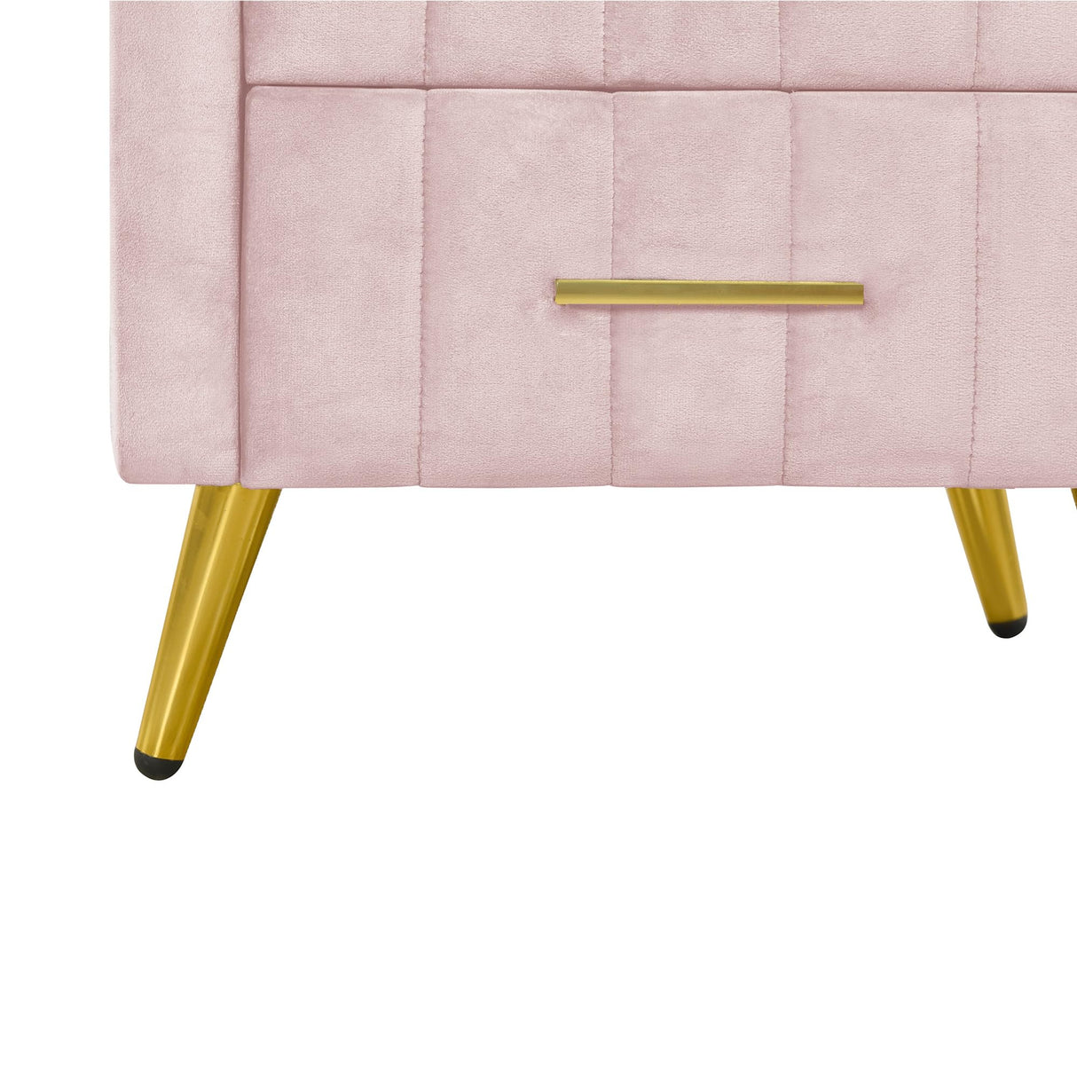 SOFTSEA Upholstered Nightstand with Faux Marbling Top, Modern Velvet Bedside Table with 3 Drawers, Velvet End Table with Golden Legs for Bedroom, Living Room (Pink) SOFTSEA