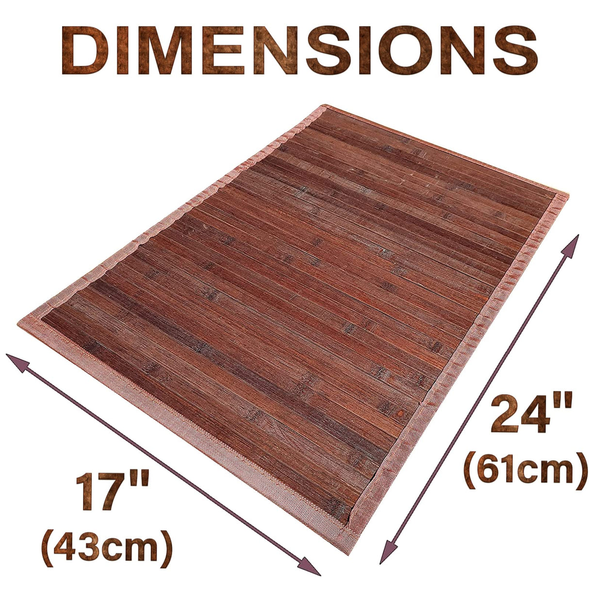 Queensell Bamboo Rug – Bamboo Bathroom Accessories Area Rug – Bamboo Bath Mat – Bathroom Rugs – Bamboo Runner Small Rug 17" x 24" Dark Brown Queensell