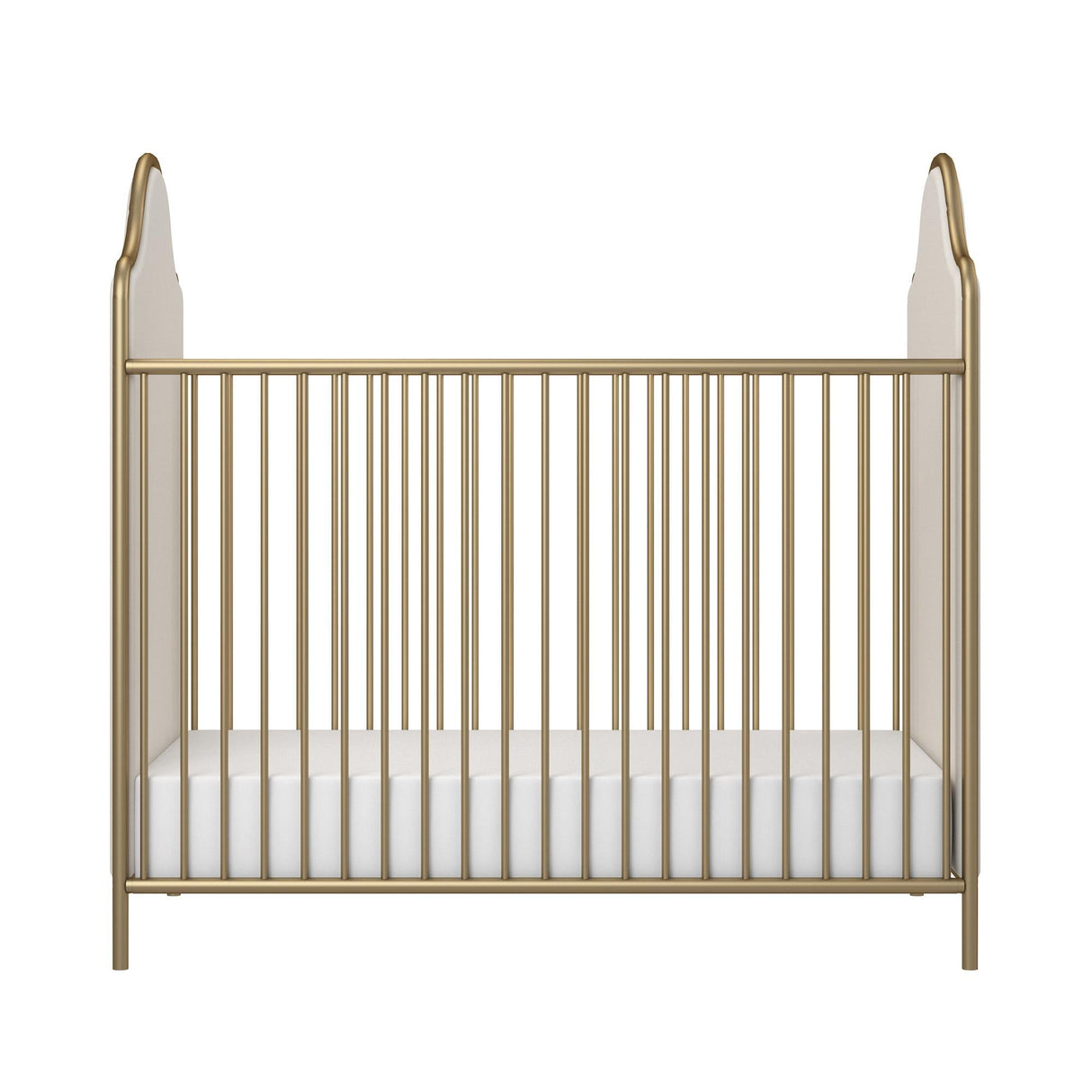 Little Seeds Piper Upholstered Metal Crib, Gold Little Seeds