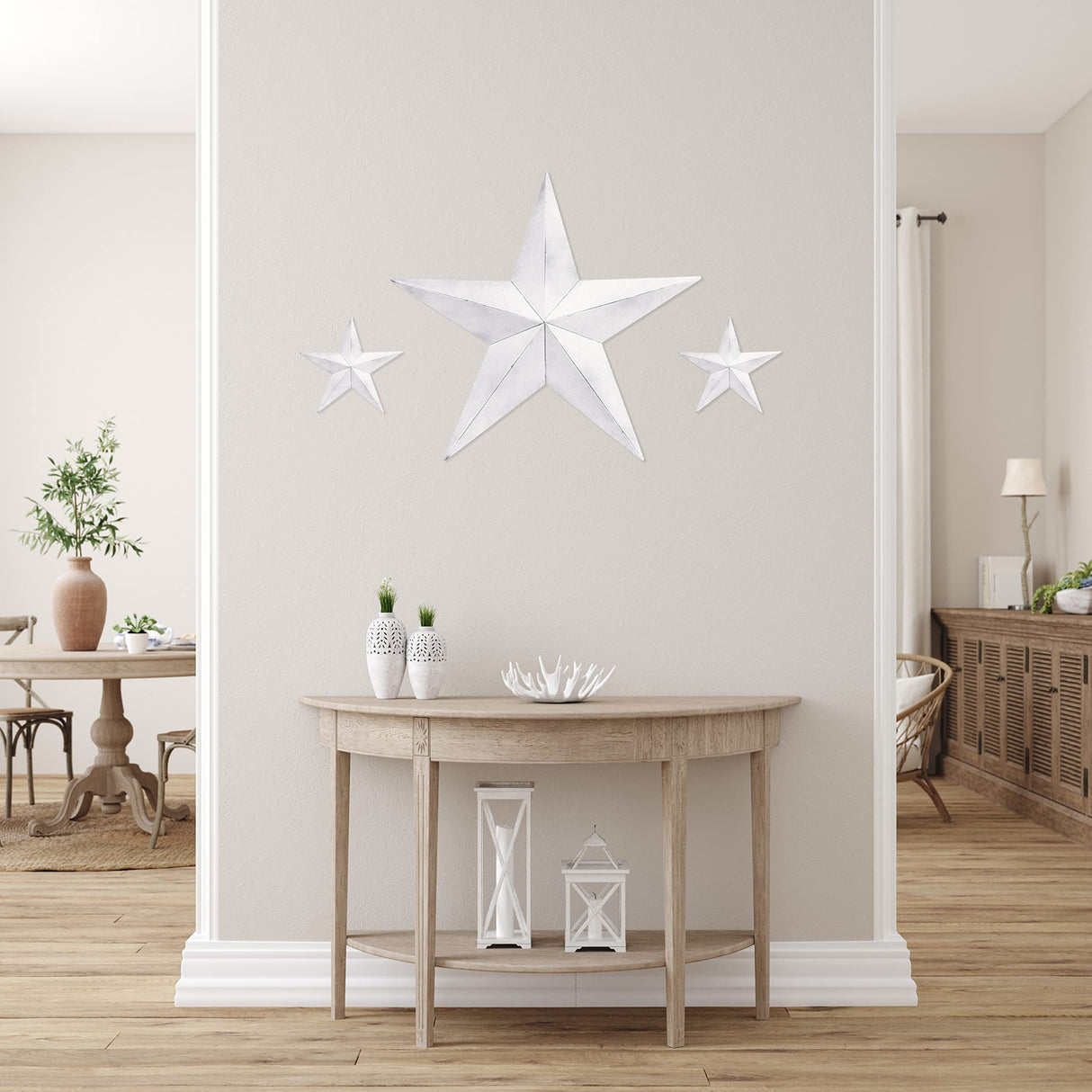 CWI Gifts Metal Barn Star - 8 inch Galvanized Hanging Star - Farmhouse Wall Decor - White CWI Gifts