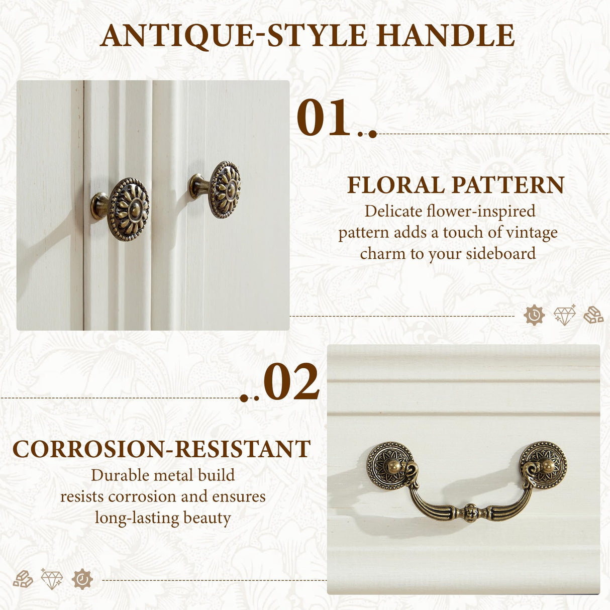 Yechen Sideboard Buffet Cabinet with Storage - 62" Large Buffet Cabinet with 4 Drawers & 4 Doors, Modern Farmhouse Coffee Bar Buffet Table with Wood Top for Kitchen, Dining Room, Living Room, White Yechen