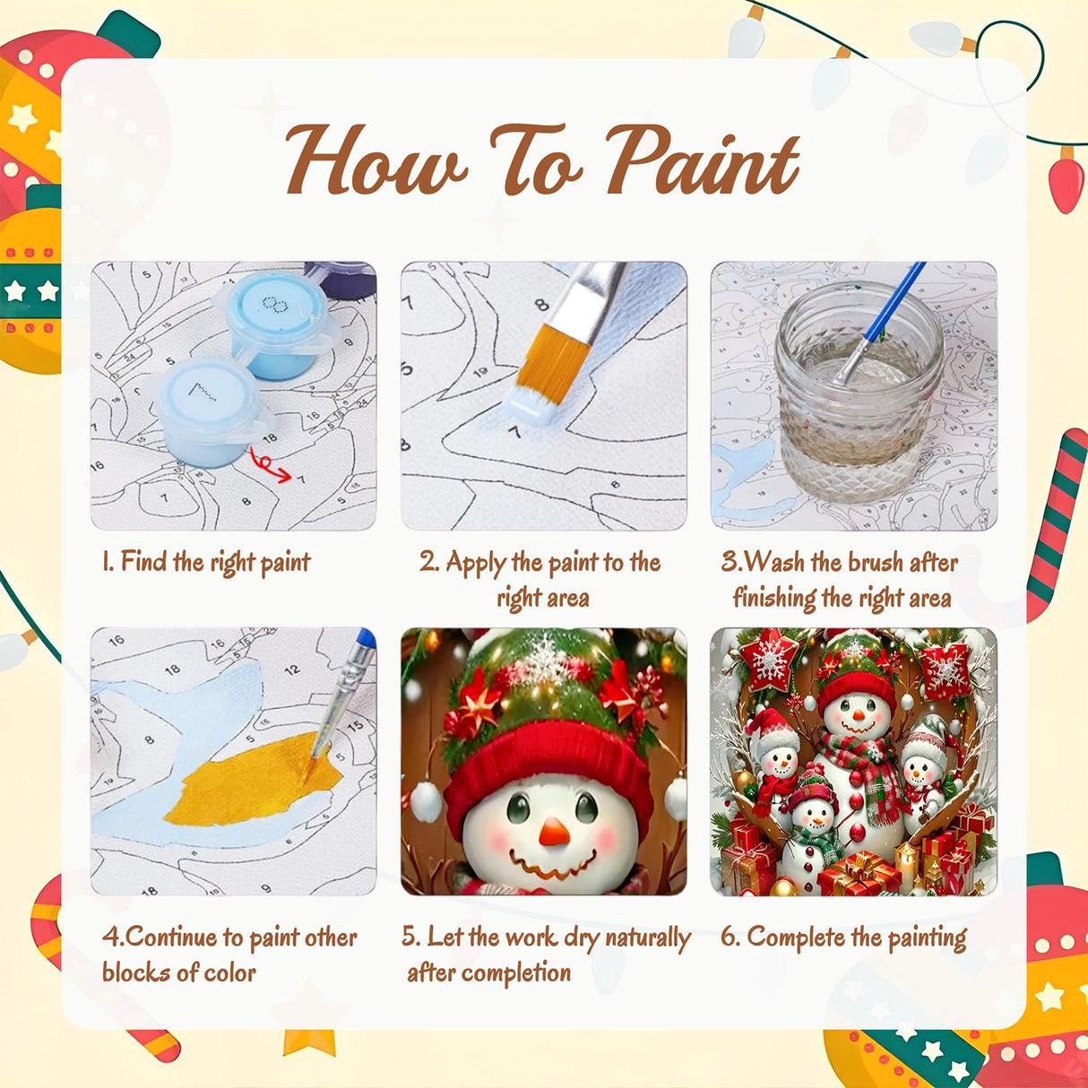 Arttoplus Christmas Paint by Numbers Kit for Adults Beginner-Christmas Snowman Adult Paint by Number Kits on Canvas, DIY Acrylic Oil Painting by Numbers for Adults for Gift Home Wall Decor(16x20inch) Arttoplus