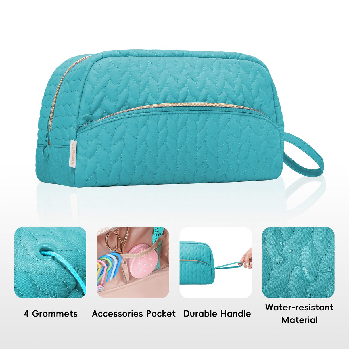 KarSyon Crochet Yarn Bag Knitting Bag Storage for Crocheting Accessories Crochet Hook Case Organizer Gift for Crochet Lovers (Teal), K3201 KarSyon