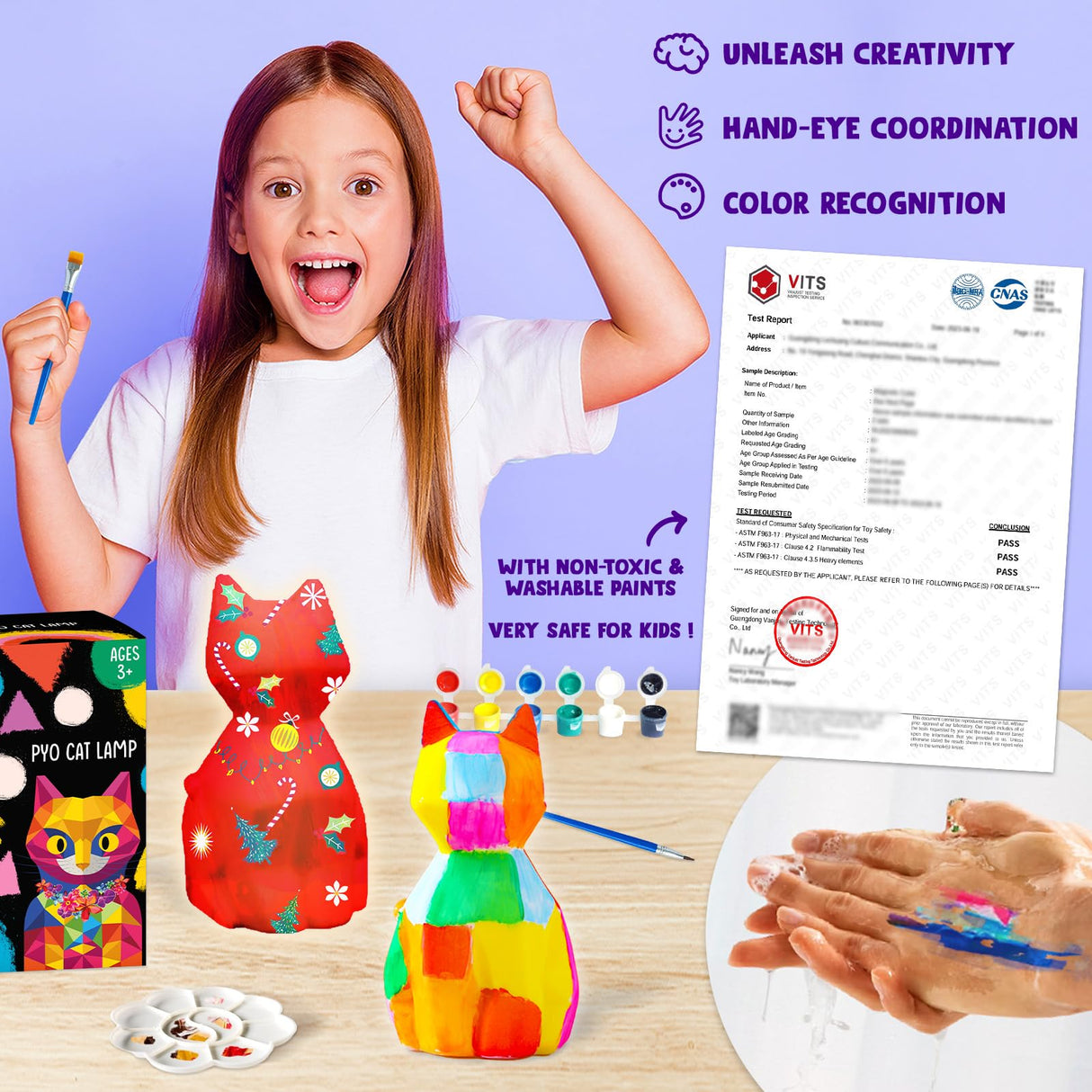 Goodyking Paint Your Own Cat Lamp Kit, DIY Cat Crafts Night Light, Painting Kit Arts & Crafts for Kids Ages 8-12, Art Supplies Birthday Party Valentine Gift for Teens Girls Boys Age 3 4 5 6 7 8+ Goody King