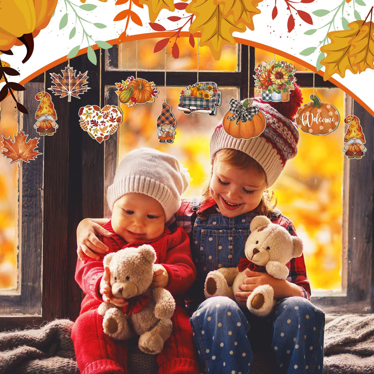 FairySandy 36 Pcs Thanksgiving Ornaments for Tree Fall Tree Decorations Gnomes Wooden Hanging Ornaments Pumpkins Leaves Flowers Cutouts Autumn Decorations for Holiday Party Supply(Cute Style) FairySandy