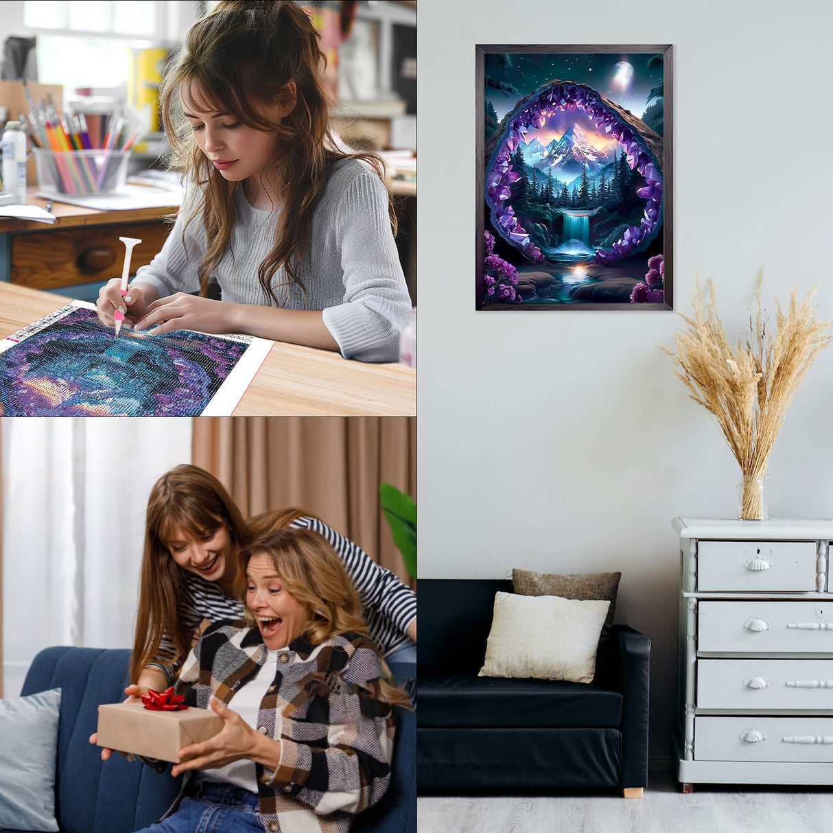 CEOVR Waterfall Diamond Painting Kits for Adults, Crystal Mountain Landscape Diamond Art Dots 5D Full Drill DIY Beginner Gem Art, Adult Crafts Kits Arts and Crafts, Wall Decor for Home Office 12x16in CEOVR